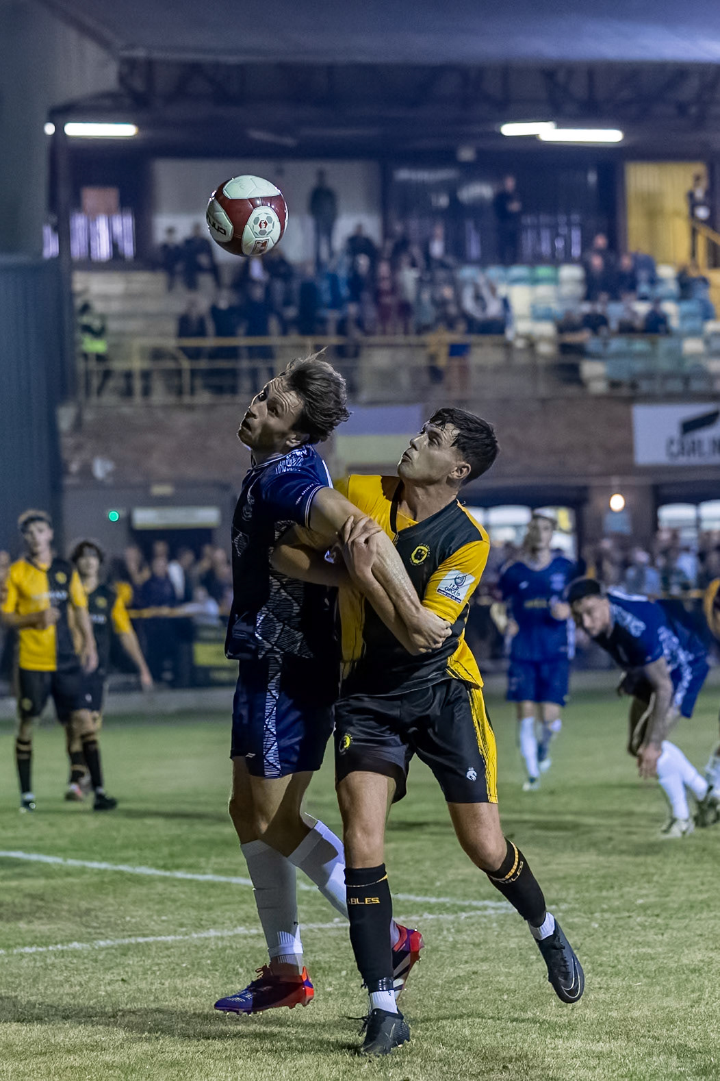 Prescot, ENGLAND -  during the NPL Premier Division match between Prescot Cables and  Leek Town  at The Auto Safety Centre StadiumCanon Canon EOS R3 12800 1/1600 2.8 (Pic by John Middleton)