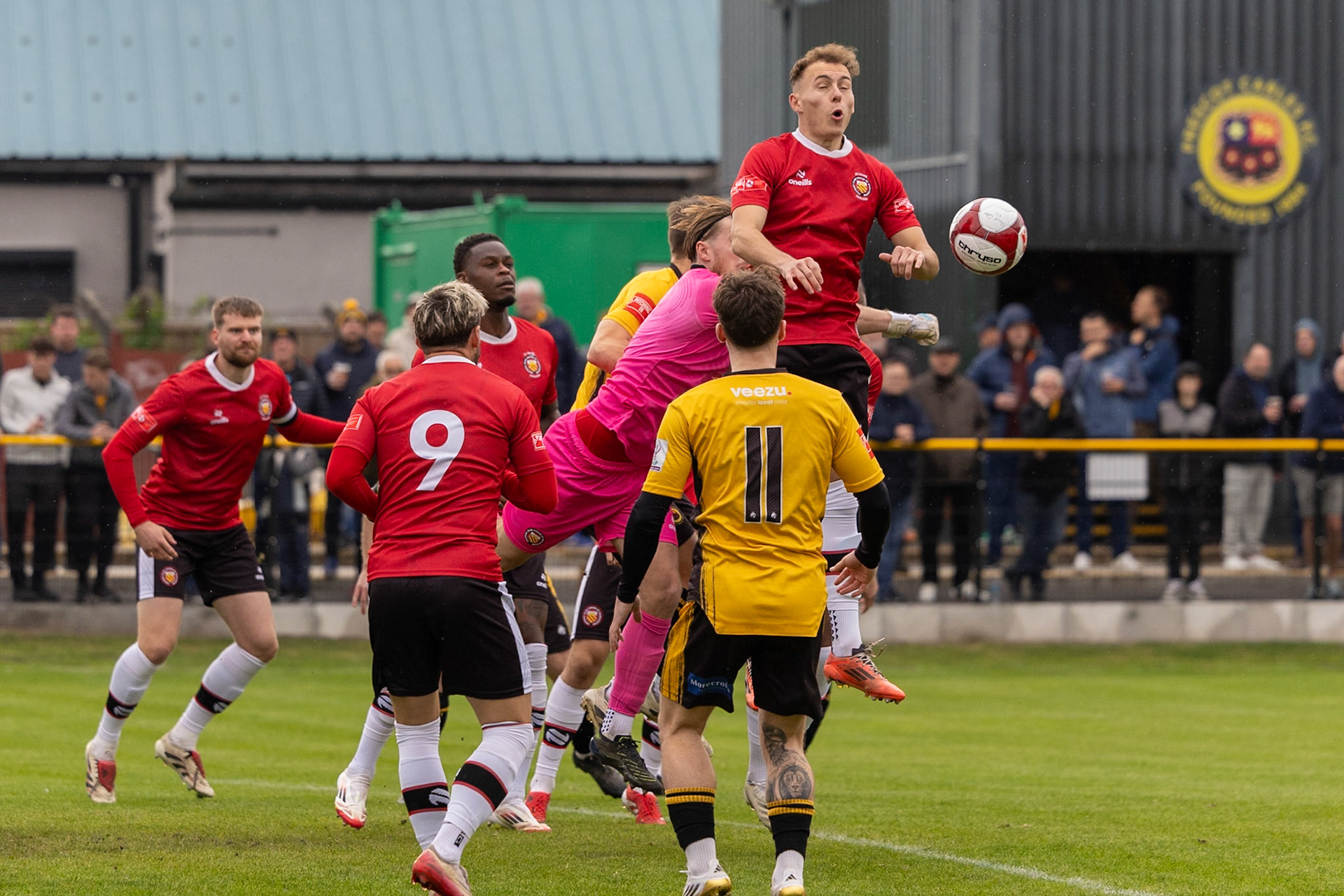 Prescot, ENGLAND -  during the NPL Premier Division match between Prescot Cables and  FC United  at The Auto Safety Centre StadiumCanon Canon EOS R3 1000 1/3200 2.8 (Pic by John Middleton)