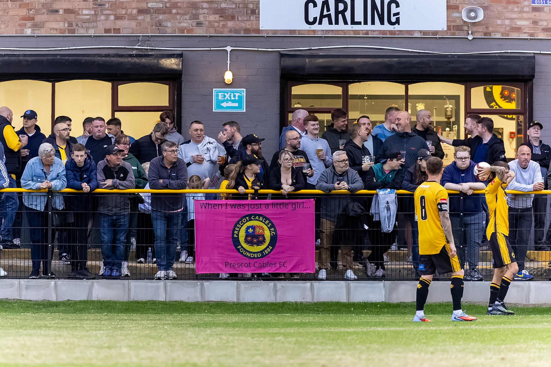 Prescot, ENGLAND -  during the NPL Premier Division match between Prescot Cables and  Leek Town  at The Auto Safety Centre StadiumCanon Canon EOS R3 6400 1/2000 2.8 (Pic by John Middleton)