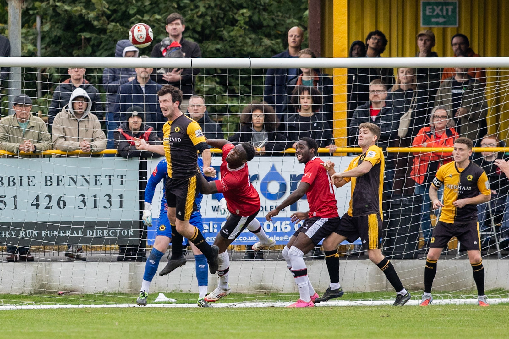 Prescot, ENGLAND -  during the NPL Premier Division match between Prescot Cables and  FC United  at The Auto Safety Centre StadiumCanon Canon EOS R5 1250 1/2000 2.8 (Pic by John Middleton)