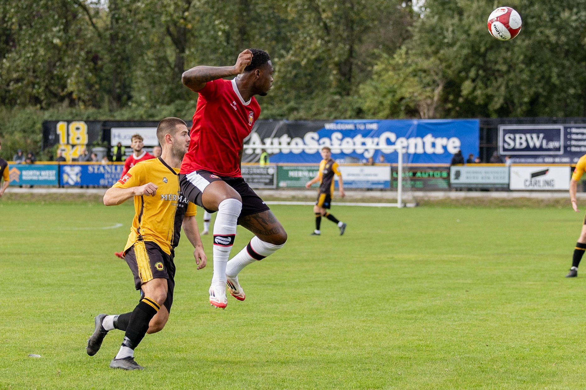 Prescot, ENGLAND -  during the NPL Premier Division match between Prescot Cables and  FC United  at The Auto Safety Centre StadiumCanon Canon EOS R3 640 1/3200 2.8 (Pic by John Middleton)