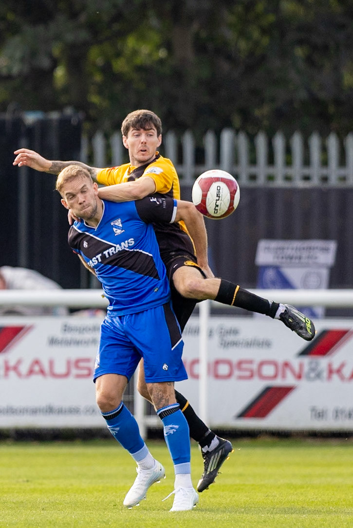 during the NPL Premier Division match between Cleethorpes Town  and  Prescot Cables at Cleethorpes.Canon Canon EOS R5 320 1/2500 2.8 (Pic by John Middleton)