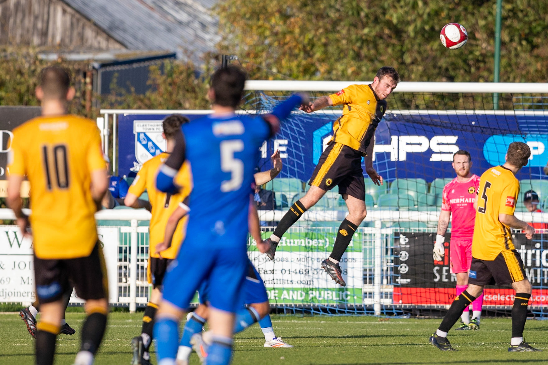 during the NPL Premier Division match between Cleethorpes Town  and  Prescot Cables at Cleethorpes.Canon Canon EOS R5 320 1/2500 2.8 (Pic by John Middleton)