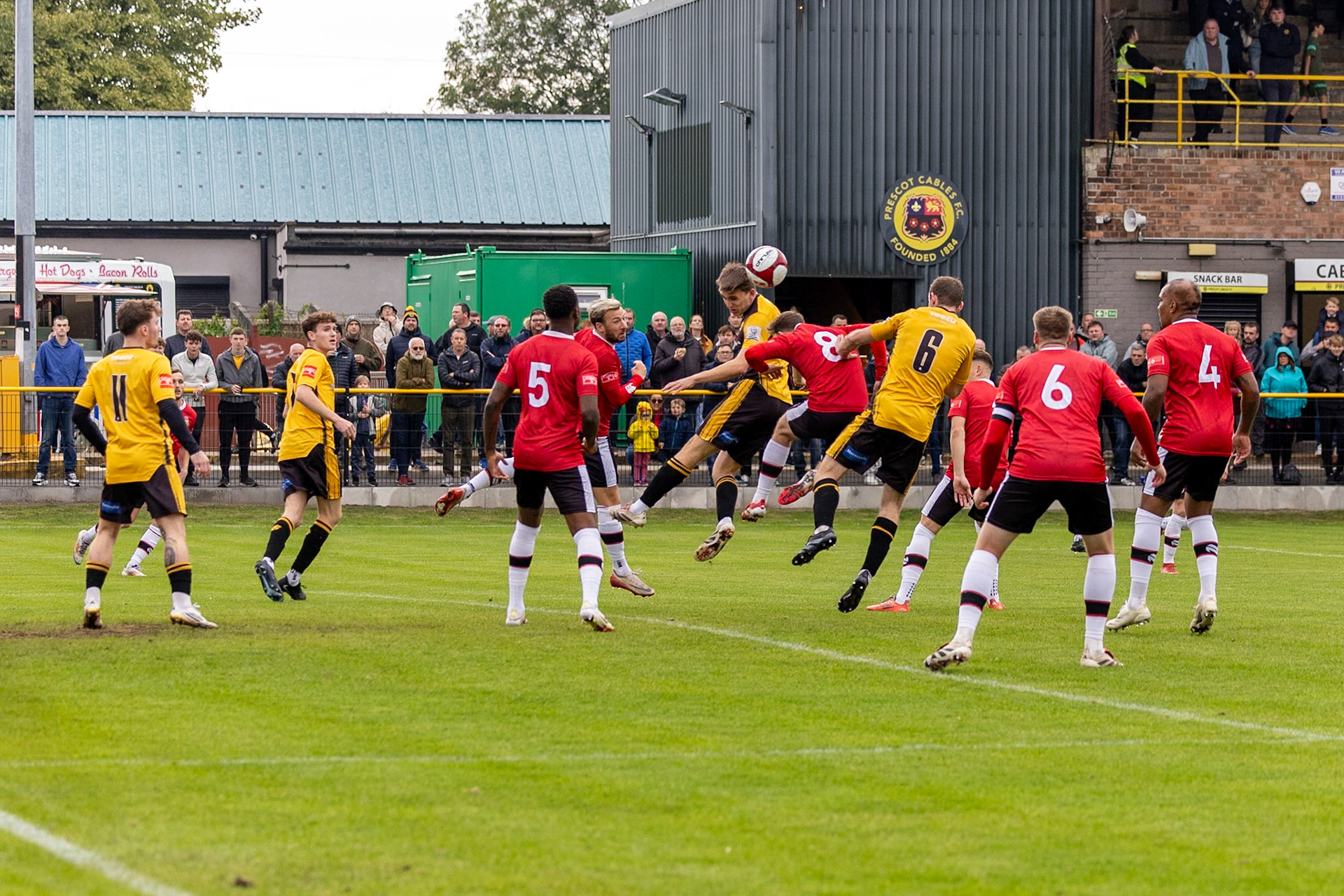 Prescot, ENGLAND -  during the NPL Premier Division match between Prescot Cables and  FC United  at The Auto Safety Centre StadiumCanon Canon EOS R3 1000 1/3200 2.8 (Pic by John Middleton)