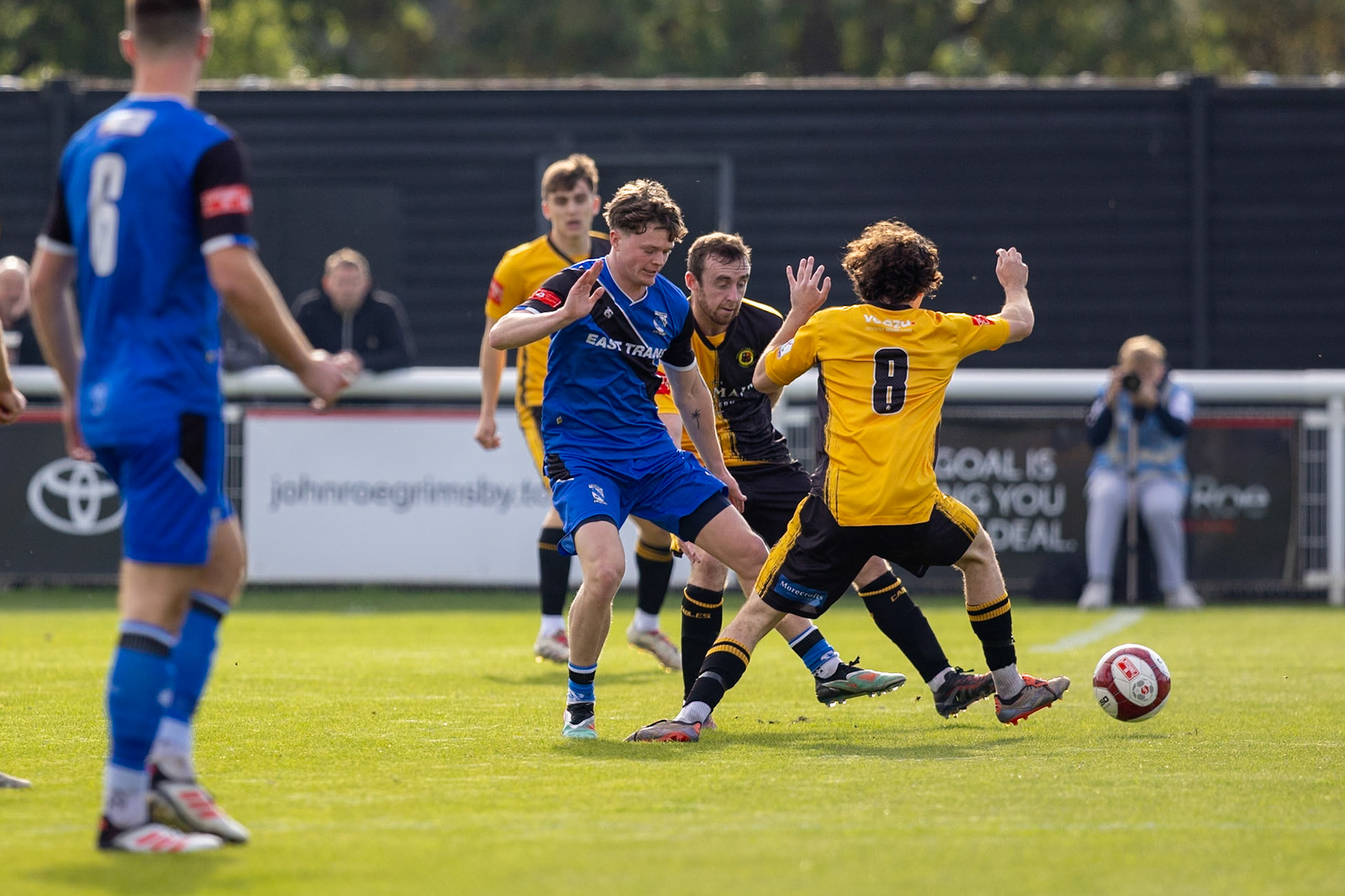 during the NPL Premier Division match between Cleethorpes Town  and  Prescot Cables at Cleethorpes.Canon Canon EOS R5 320 1/2500 2.8 (Pic by John Middleton)