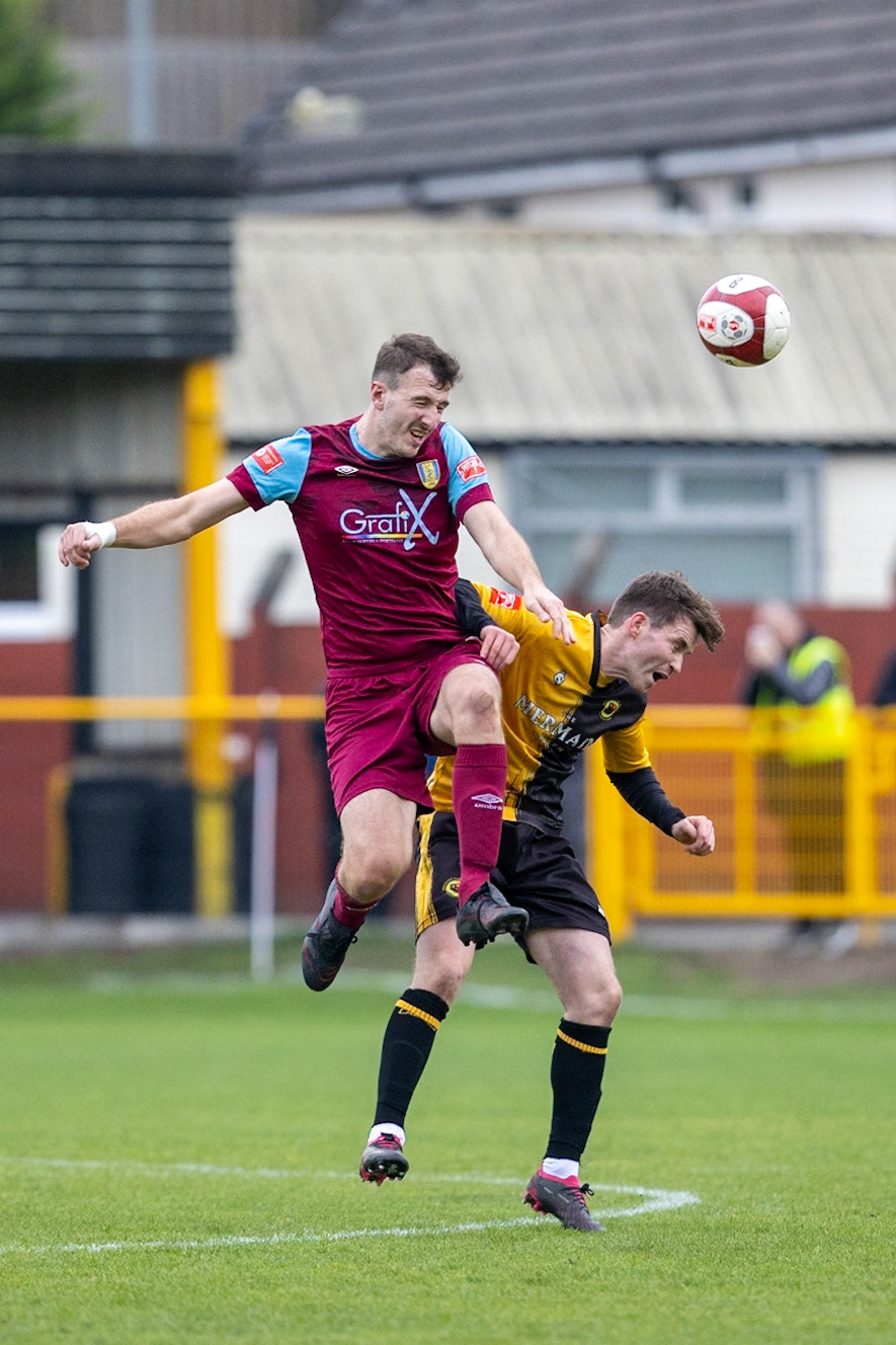 Prescot, ENGLAND -  during the NPL Premier Division match between Prescot Cables and  Stocksbridge Park Steels  at The Auto Safety Centre StadiumCanon Canon EOS R5 2000 1/3200 2.8 (Pic by John Middleton)