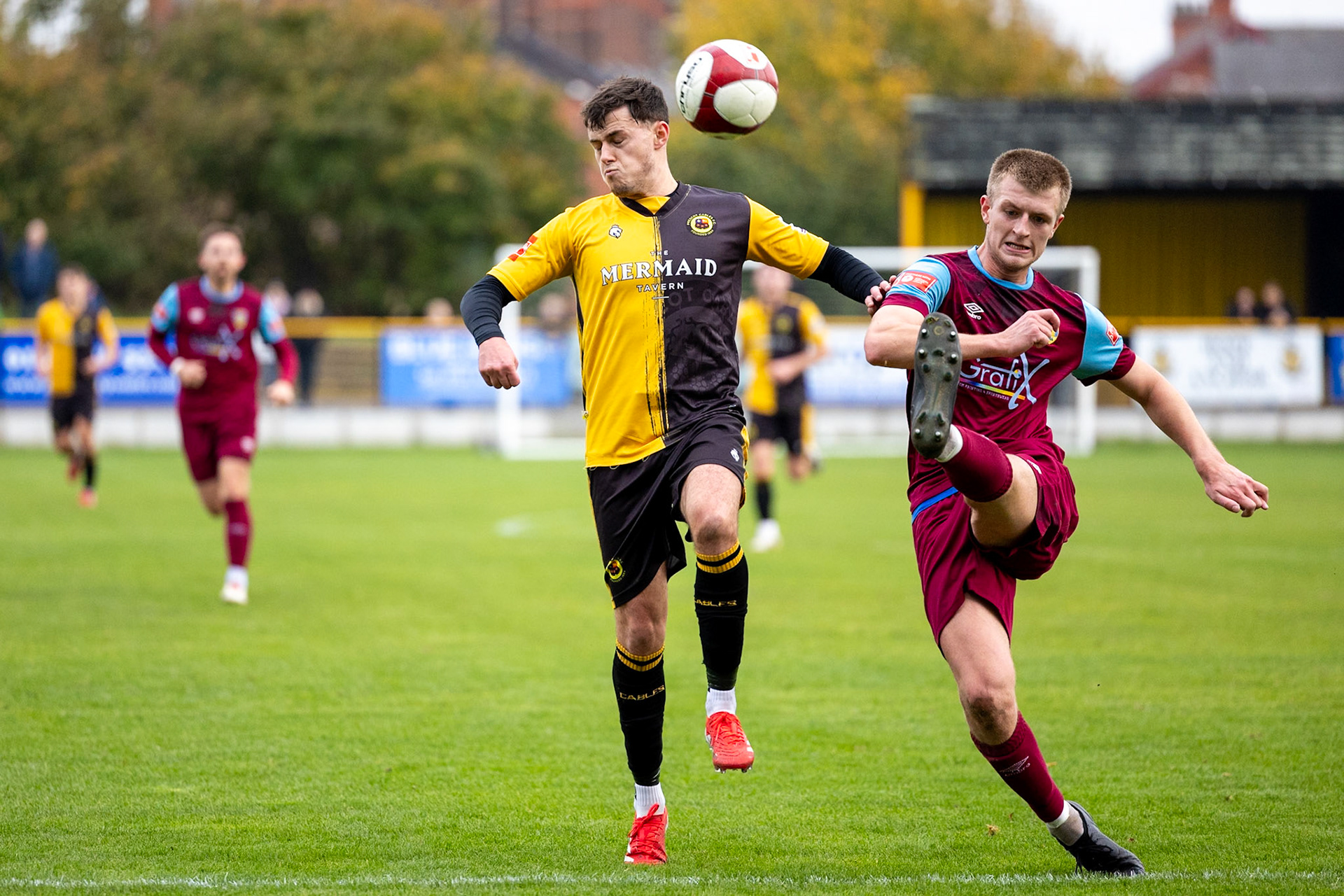 Prescot, ENGLAND -  during the NPL Premier Division match between Prescot Cables and  Stocksbridge Park Steels  at The Auto Safety Centre StadiumCanon Canon EOS R3 2500 1/3200 2.8 (Pic by John Middleton)