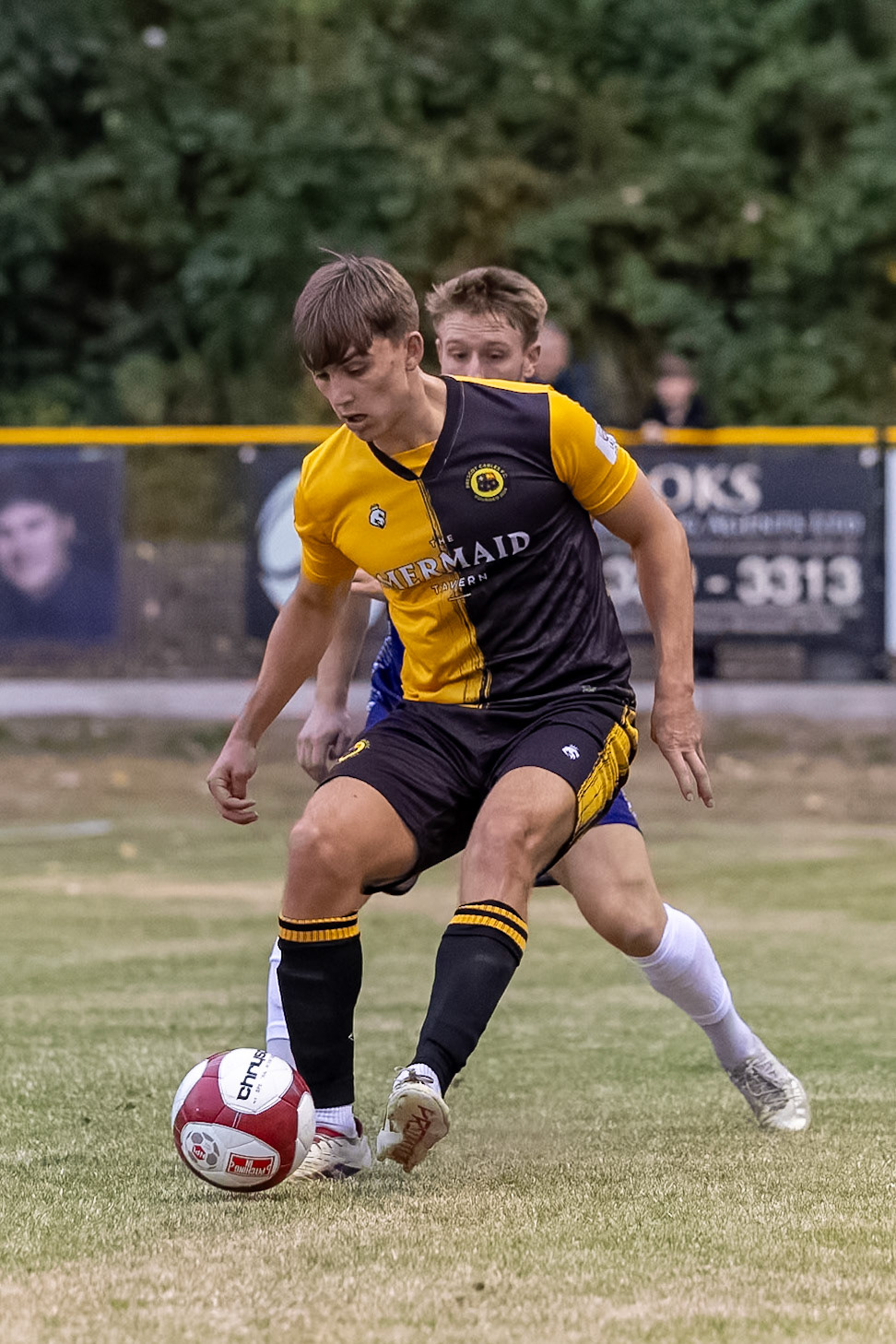 Prescot, ENGLAND -  during the NPL Premier Division match between Prescot Cables and  Leek Town  at The Auto Safety Centre StadiumCanon Canon EOS R3 8000 1/2000 2.8 (Pic by John Middleton)