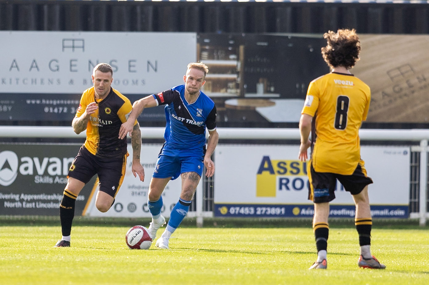 during the NPL Premier Division match between Cleethorpes Town  and  Prescot Cables at Cleethorpes.Canon Canon EOS R5 320 1/2500 2.8 (Pic by John Middleton)