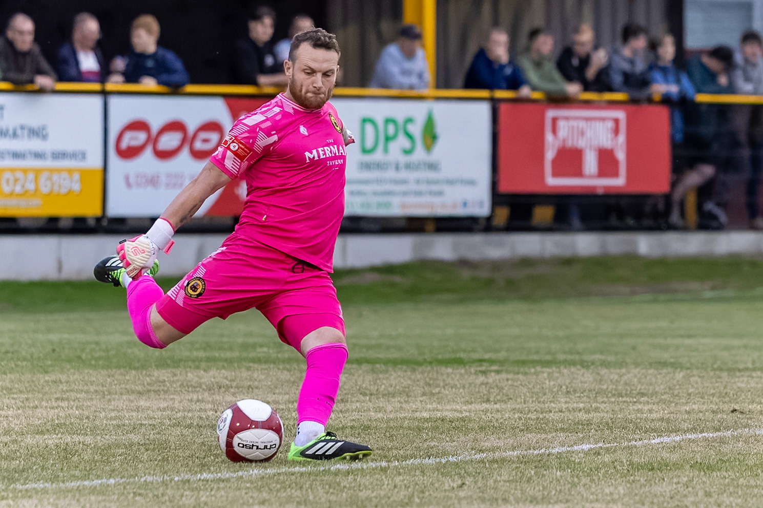 Prescot, ENGLAND -  during the NPL Premier Division match between Prescot Cables and  Leek Town  at The Auto Safety Centre StadiumCanon Canon EOS R3 6400 1/2000 2.8 (Pic by John Middleton)