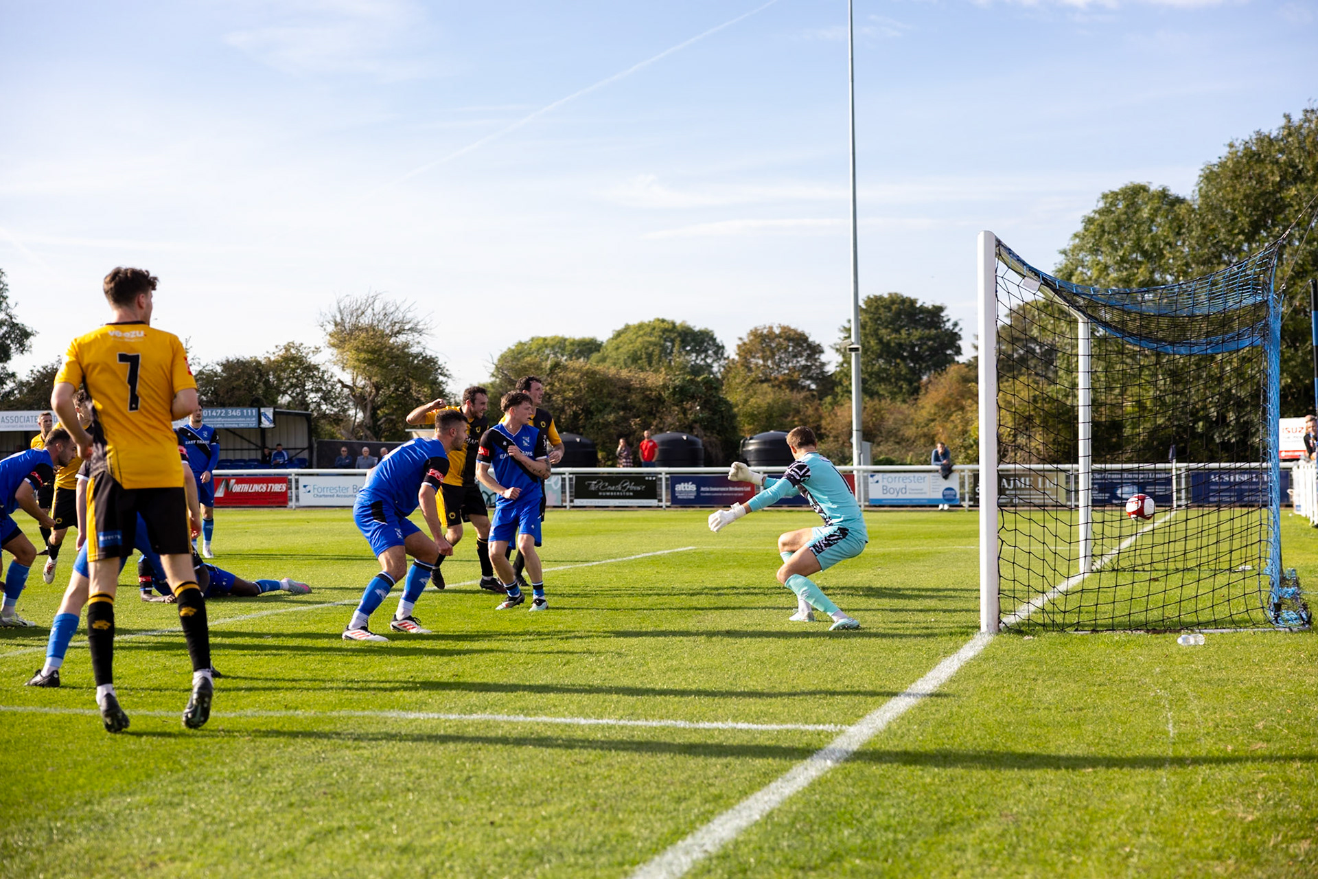 during the NPL Premier Division match between Cleethorpes Town  and  Prescot Cables at Cleethorpes.Canon Canon EOS R5 320 1/2500 2.8 (Pic by John Middleton)