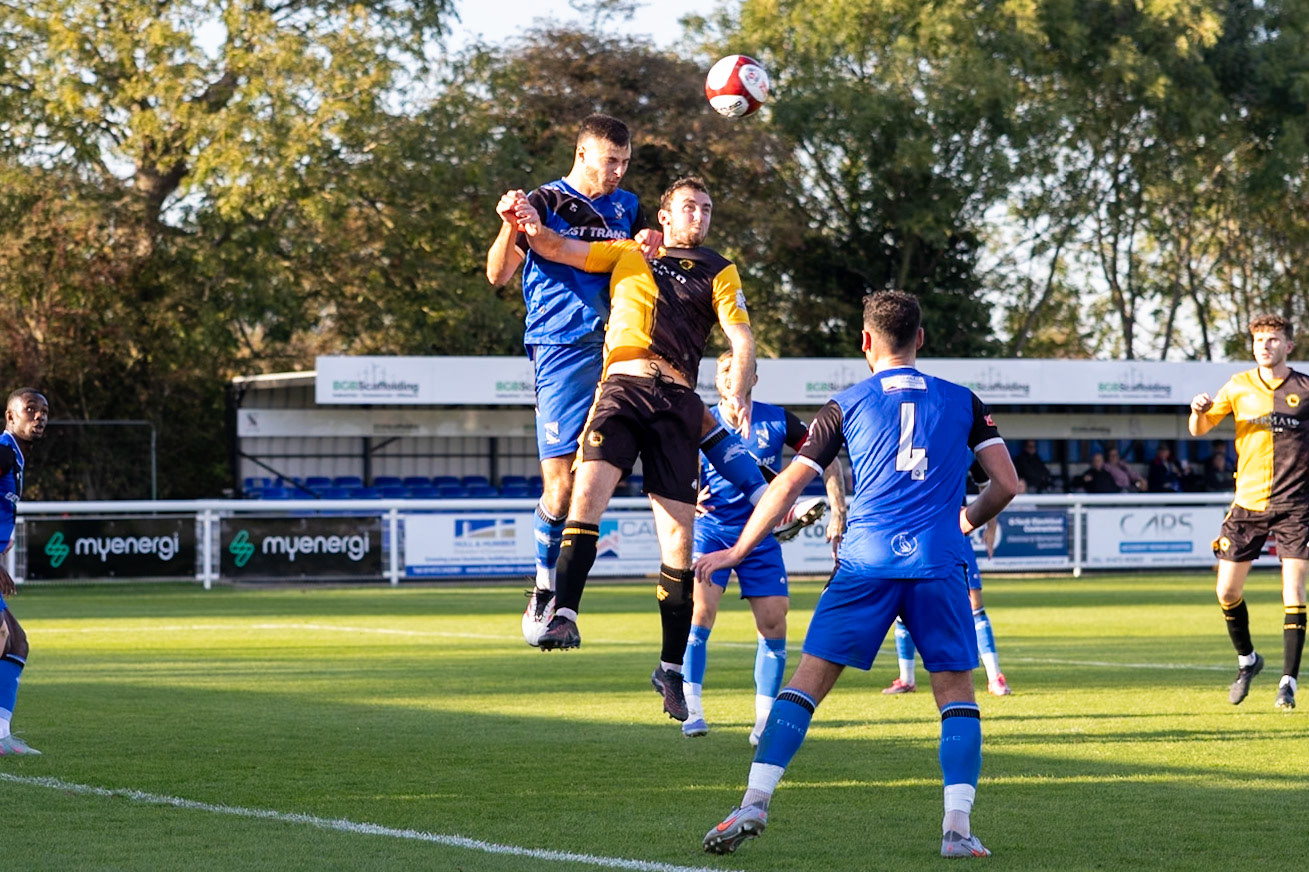 during the NPL Premier Division match between Cleethorpes Town  and  Prescot Cables at Cleethorpes.Canon Canon EOS R5 320 1/2500 2.8 (Pic by John Middleton)