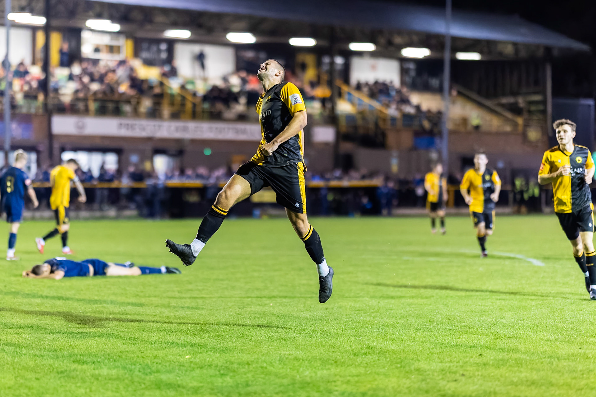 Prescot, ENGLAND -  during the NPL Premier Division match between Prescot Cables and  Warrington Town  at The Auto Safety Centre StadiumCanon Canon EOS R5 6400 1/2000 1.2 (Pic by John Middleton)