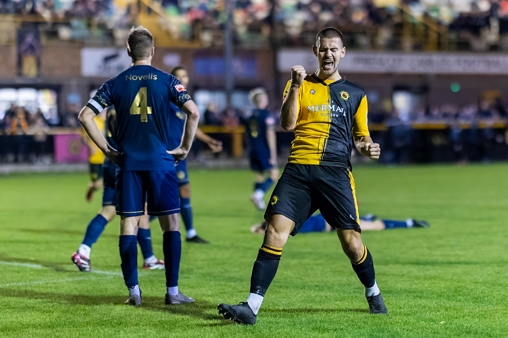 Prescot, ENGLAND -  during the NPL Premier Division match between Prescot Cables and  Warrington Town  at The Auto Safety Centre StadiumCanon Canon EOS R5 6400 1/2000 1.2 (Pic by John Middleton)