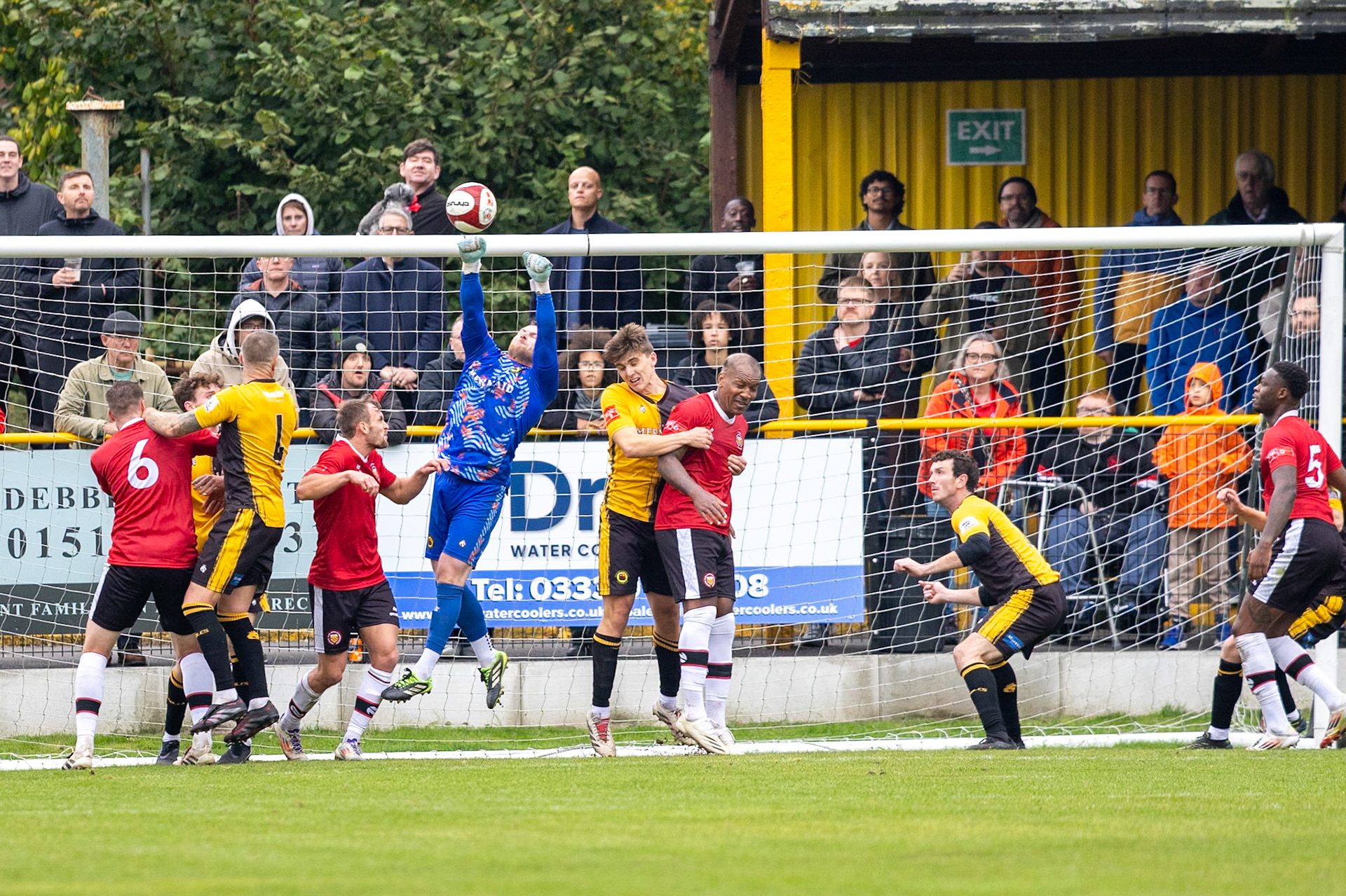 Prescot, ENGLAND -  during the NPL Premier Division match between Prescot Cables and  FC United  at The Auto Safety Centre StadiumCanon Canon EOS R5 1250 1/2500 2.8 (Pic by John Middleton)