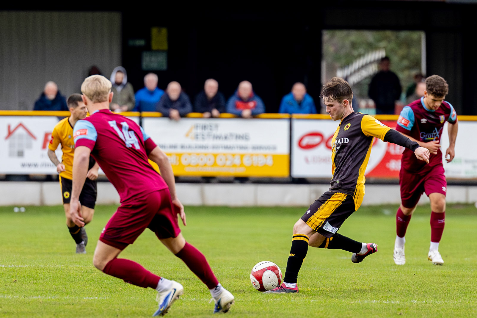 Prescot, ENGLAND -  during the NPL Premier Division match between Prescot Cables and  Stocksbridge Park Steels  at The Auto Safety Centre StadiumCanon Canon EOS R3 2500 1/4000 2.8 (Pic by John Middleton)