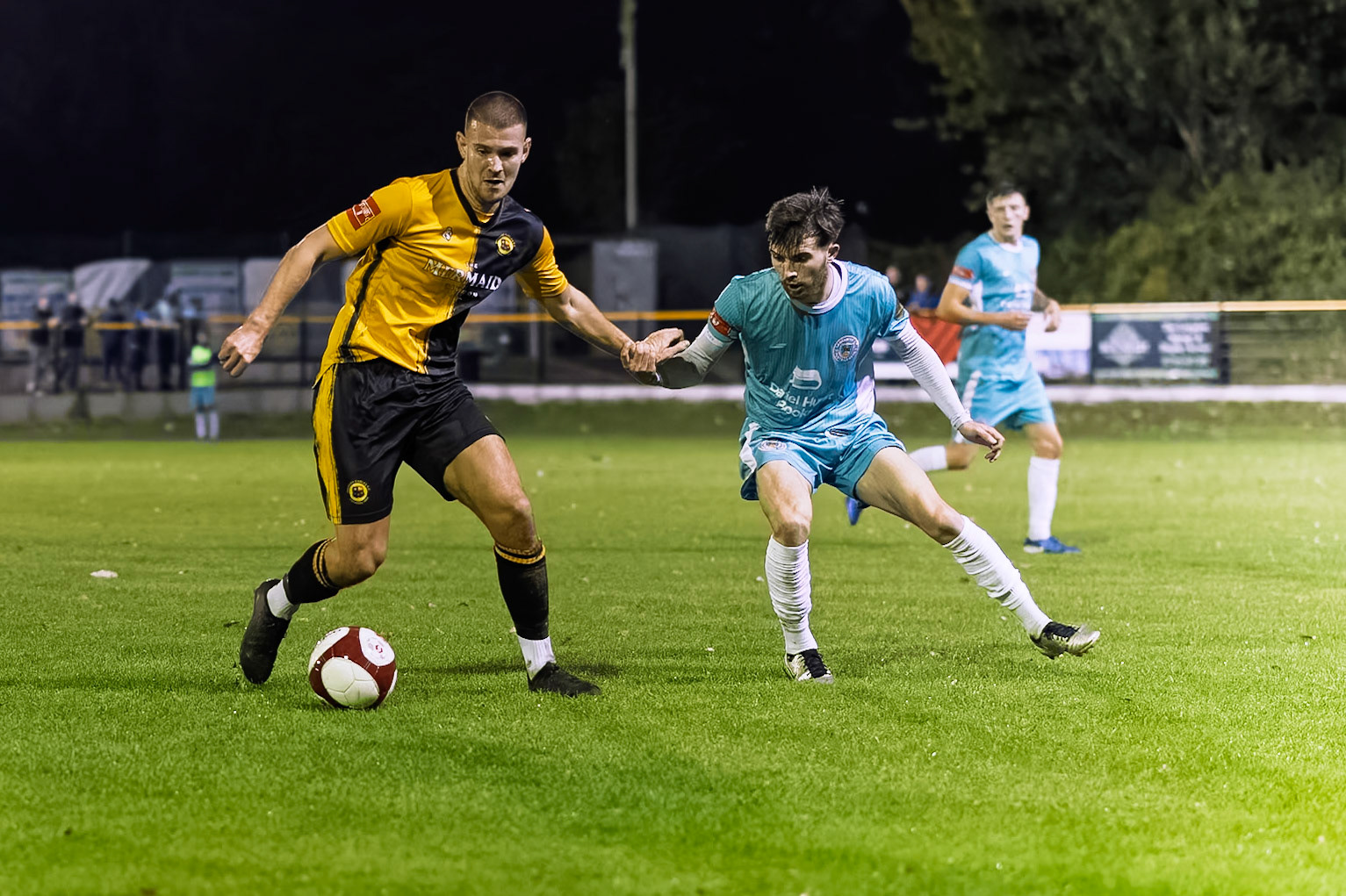 Prescot, ENGLAND -  during the NPL Premier Division match between Prescot Cables and  Lancaster City  at The Auto Safety Centre StadiumCanon Canon EOS R6m2 5000 1/1250 1.4 (Pic by John Middleton)