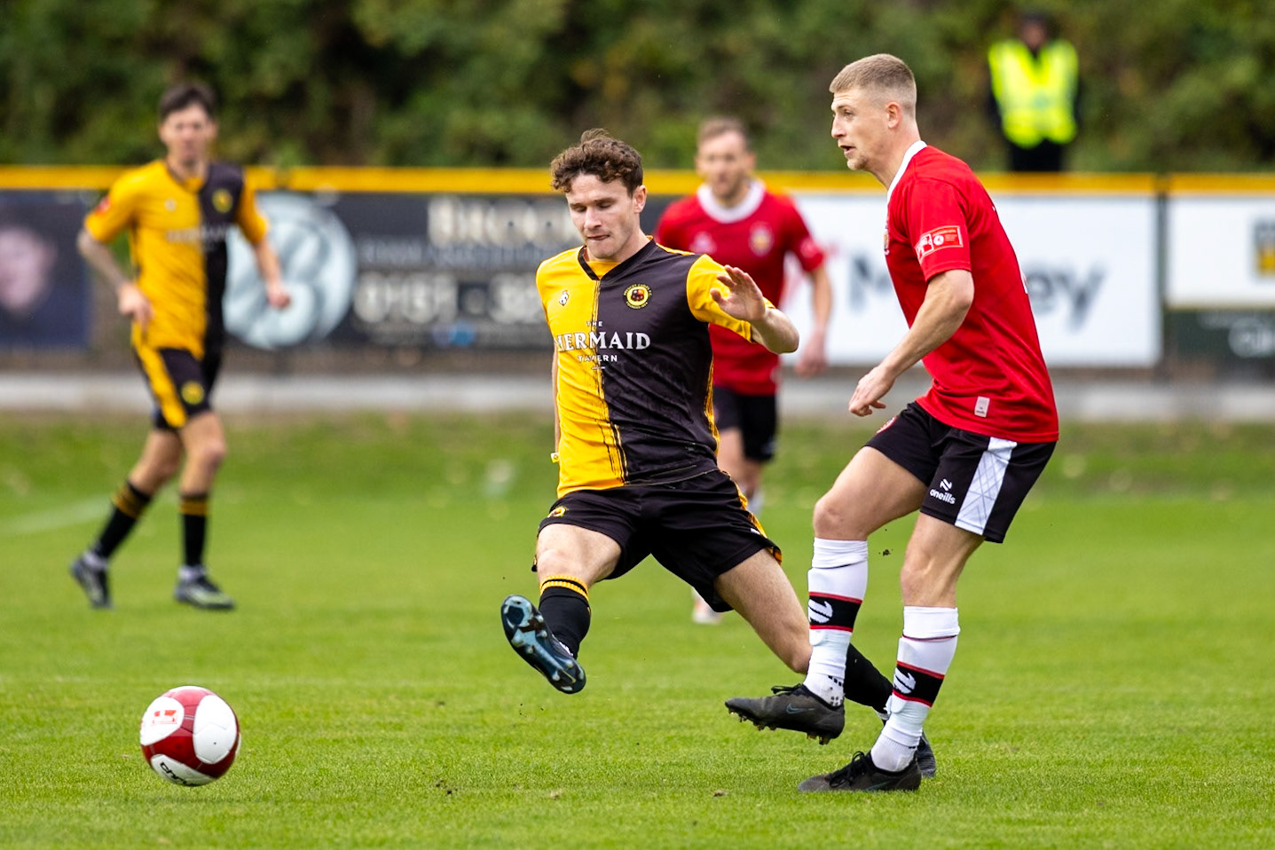 Prescot, ENGLAND -  during the NPL Premier Division match between Prescot Cables and  FC United  at The Auto Safety Centre StadiumCanon Canon EOS R5 1000 1/3200 2.8 (Pic by John Middleton)