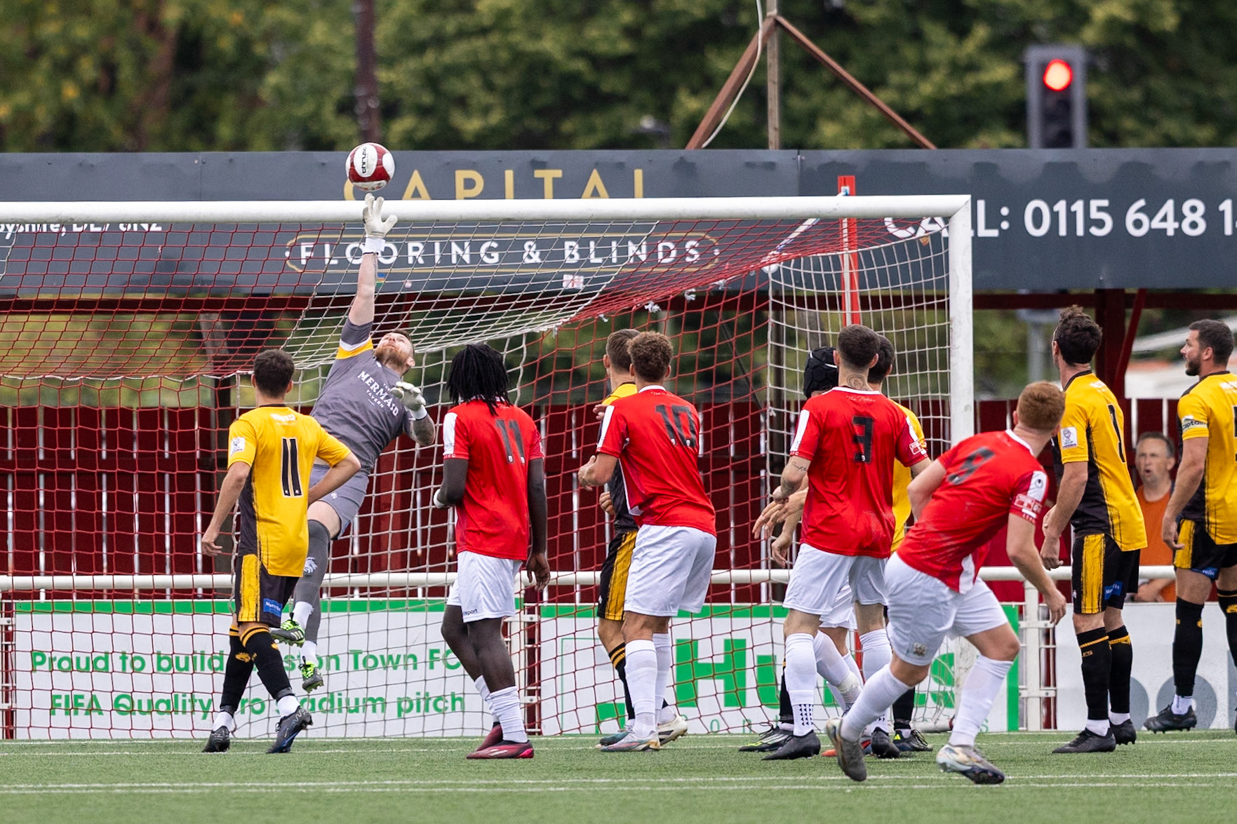 Ilkeston, ENGLAND - during the NPL Premier Division match between Ilkeston Town and Prescot Cables at Ilkeston.Canon Canon EOS R6m2 1000 1/5000 2.8 (Pic by John Middleton)