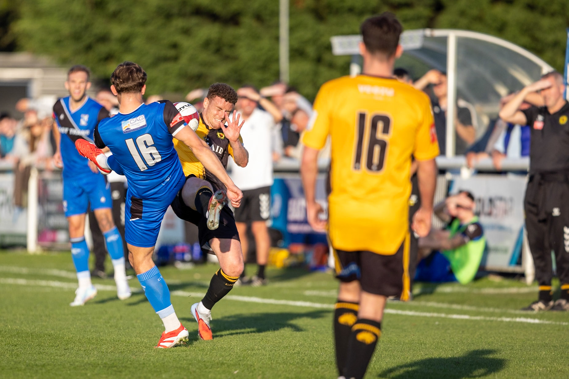 during the NPL Premier Division match between Cleethorpes Town  and  Prescot Cables at Cleethorpes.Canon Canon EOS R5 320 1/2500 2.8 (Pic by John Middleton)