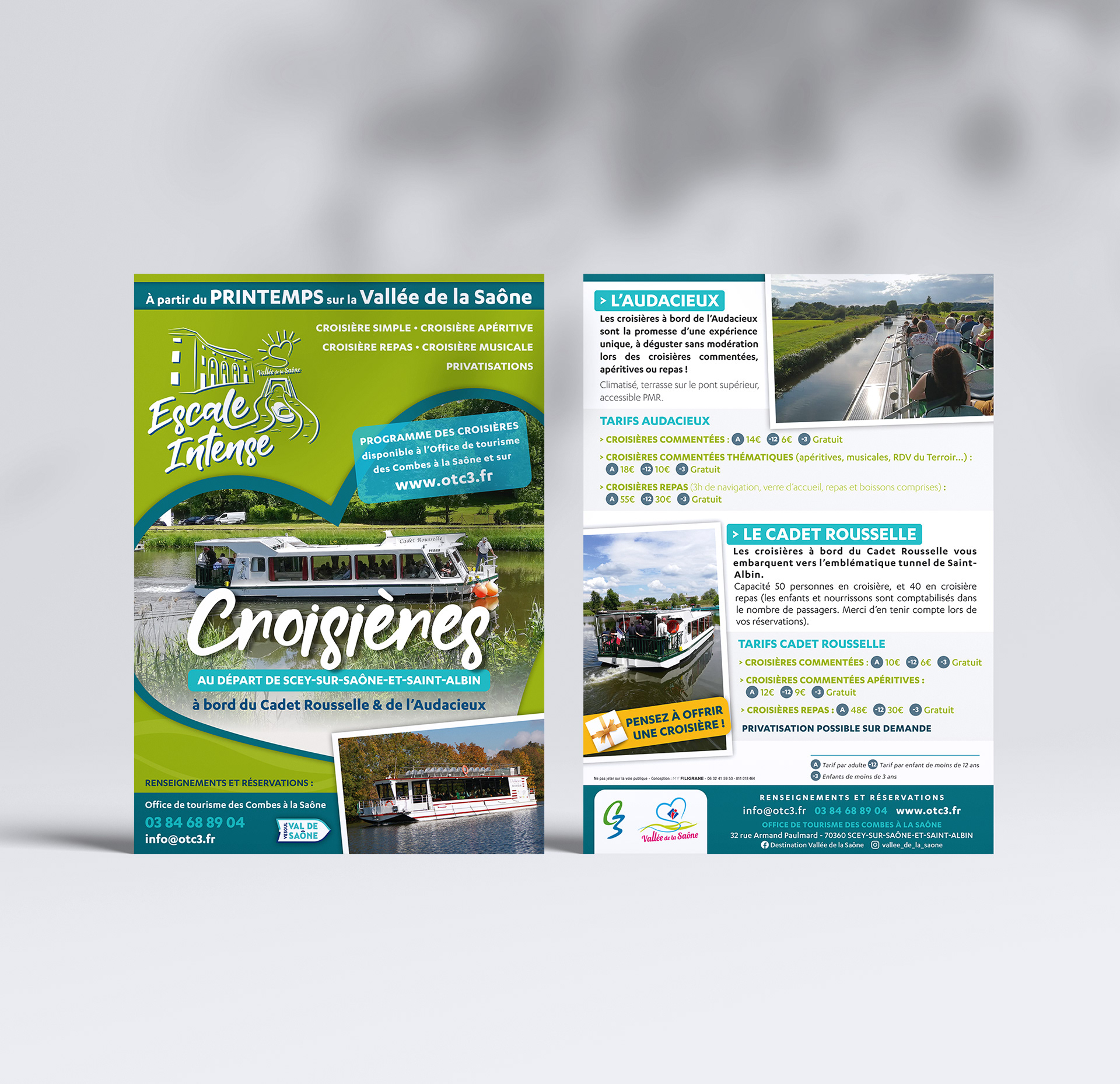 Flyers Croisères pour l'Office de Tourisme des Combes à la Saône.