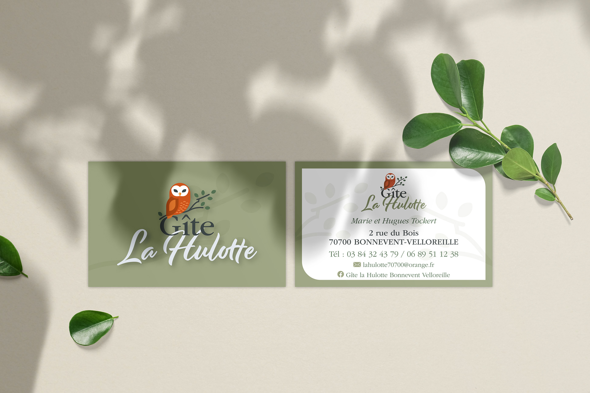 Cartes de visite Gîte La Hullotte.