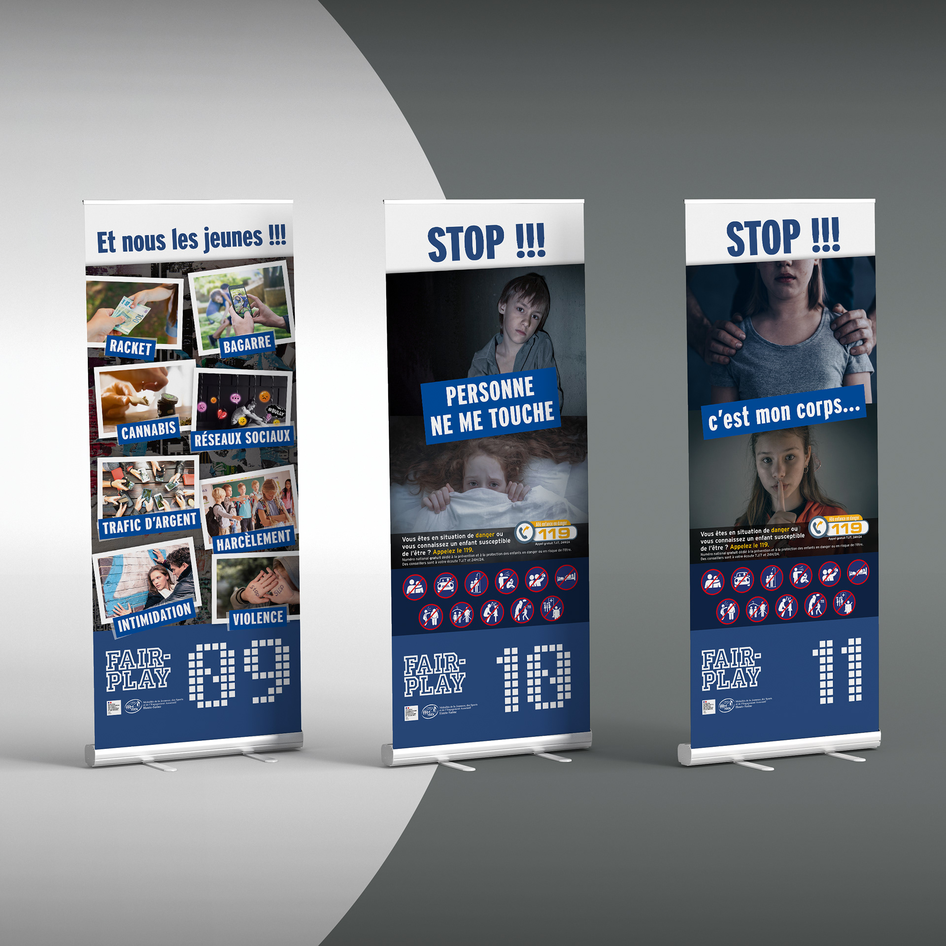 Roll up pour compléter une expostion sur le thème du fair-play et des violences pour la FFM JSEA.