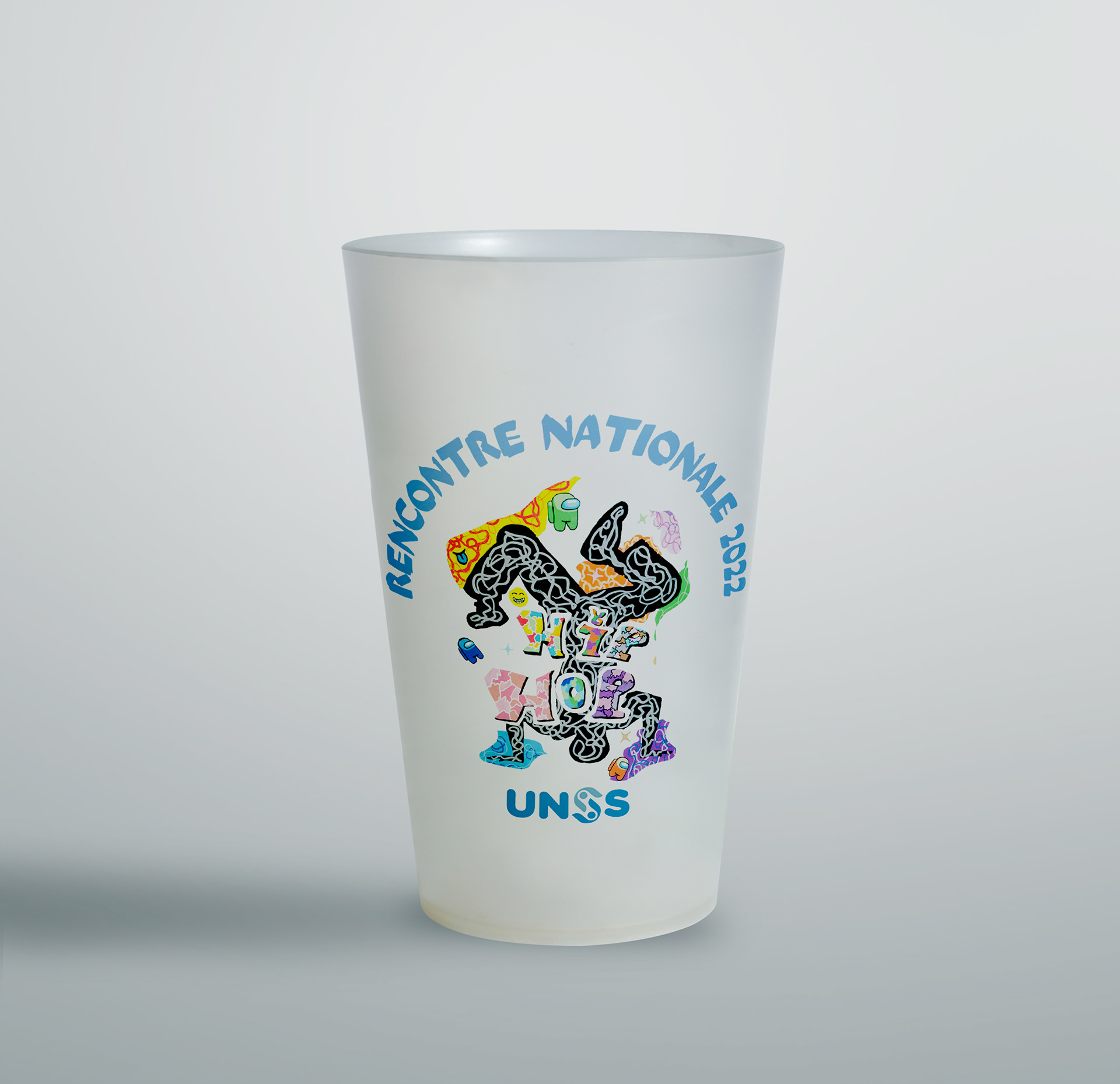 Gobelet pour les rencontres nationales de l'UNSS.