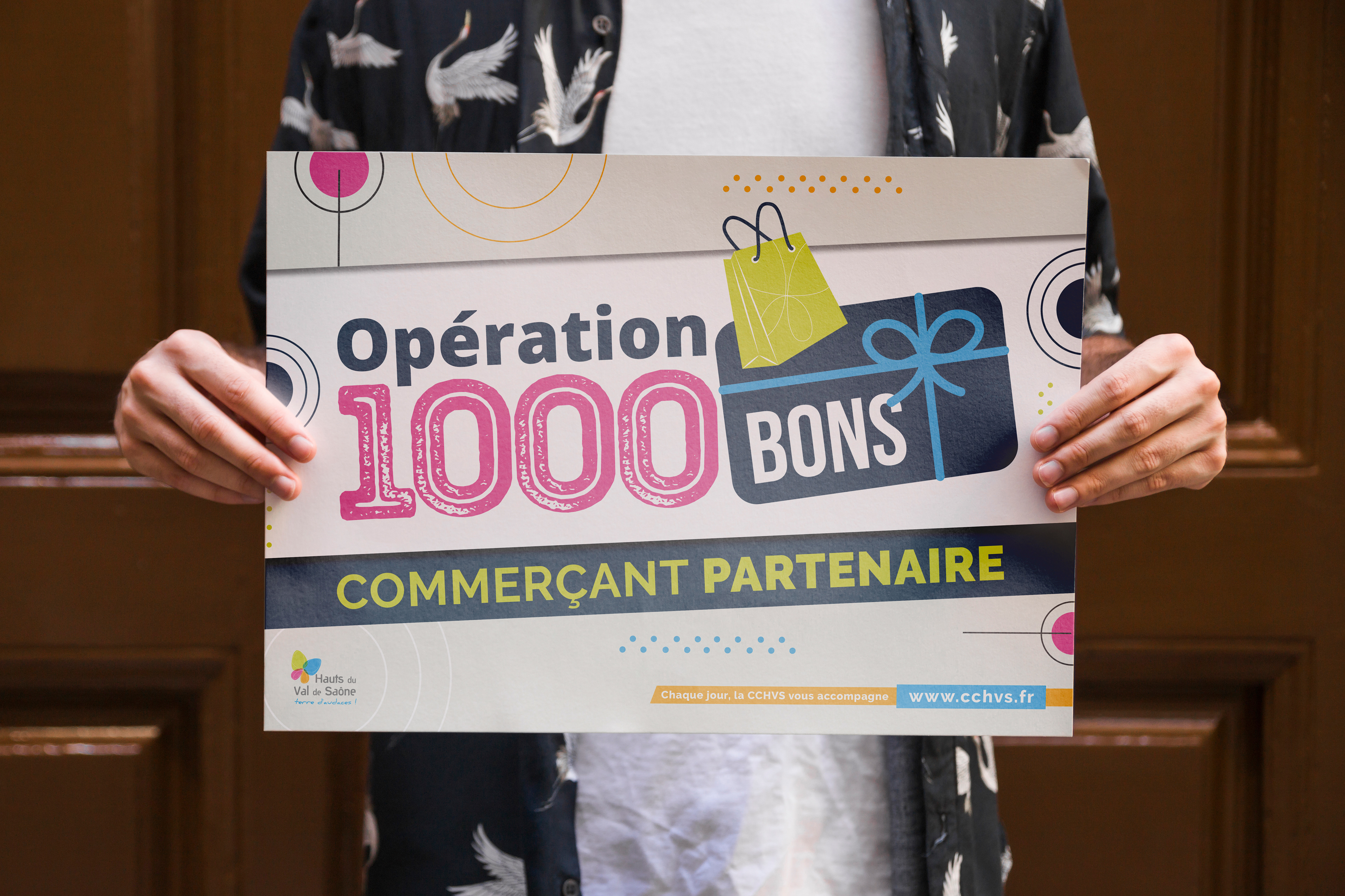 Afffiche partenaire pour l'opération 1000 bons de la CCHVS.