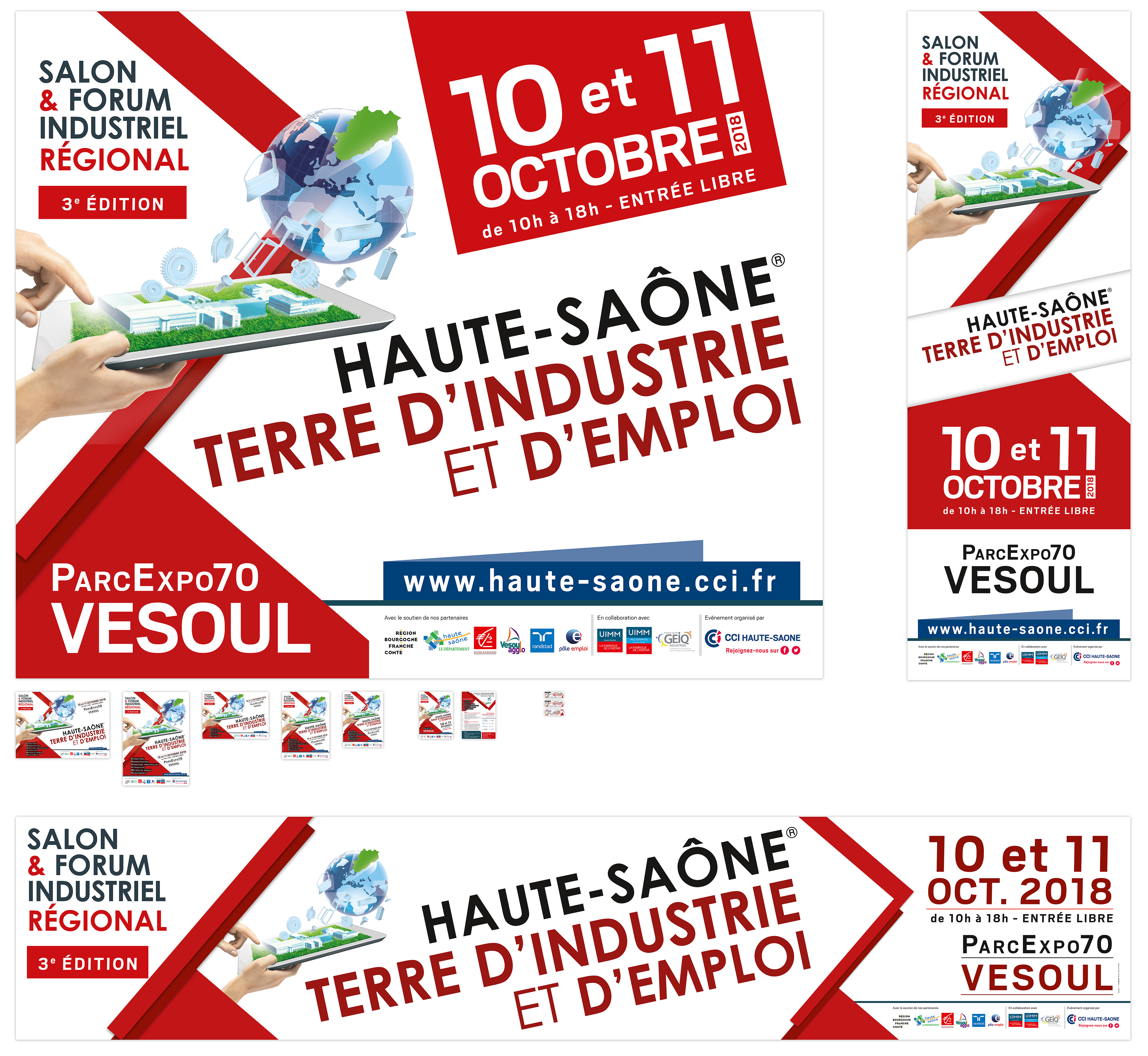 Affichage urbain, affiches tracts, bannières Salon Haute-Saône Terre d'Industrie et d'Emploi