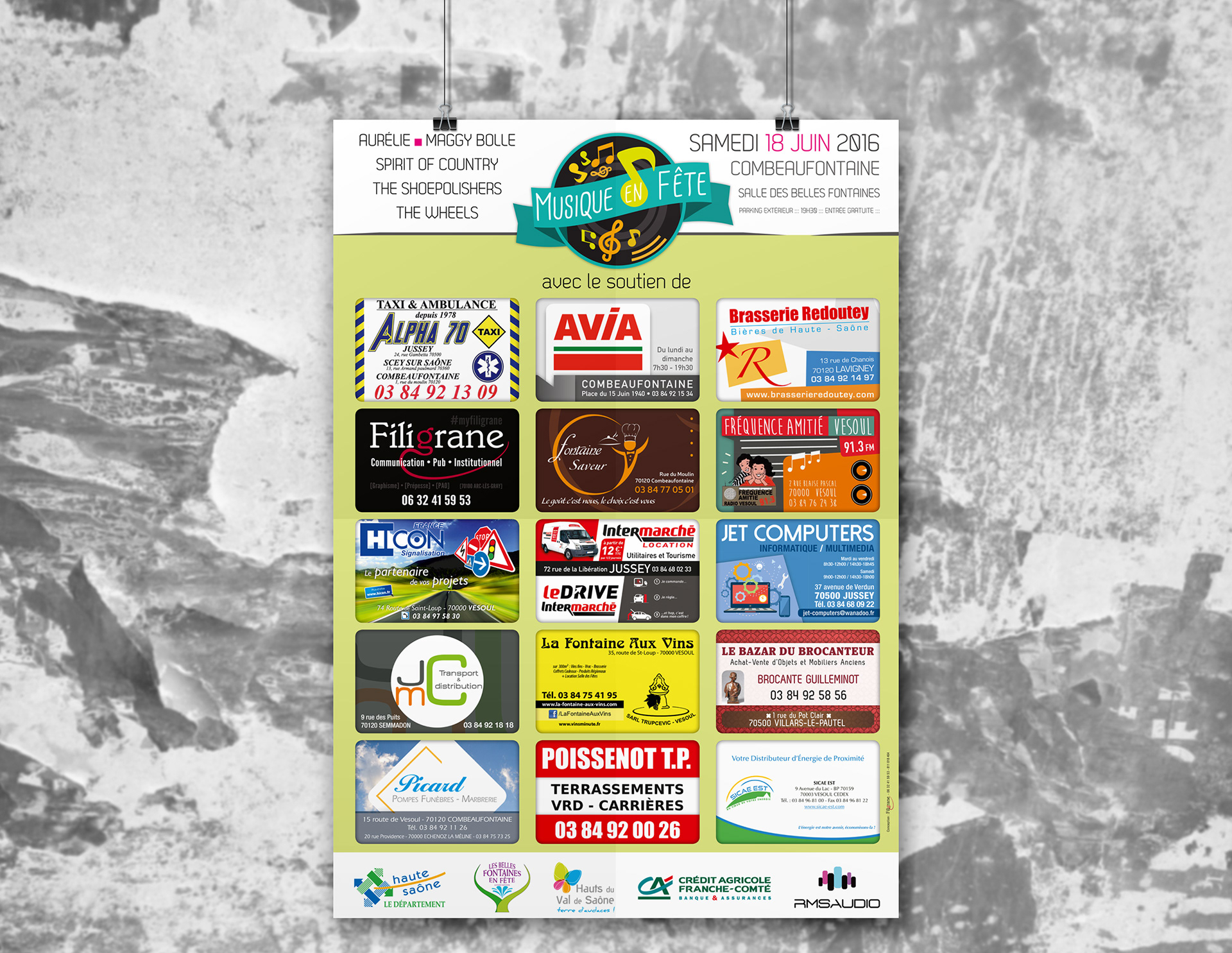 Affiche sponsors Musique en Fête Combeaufontaine.
