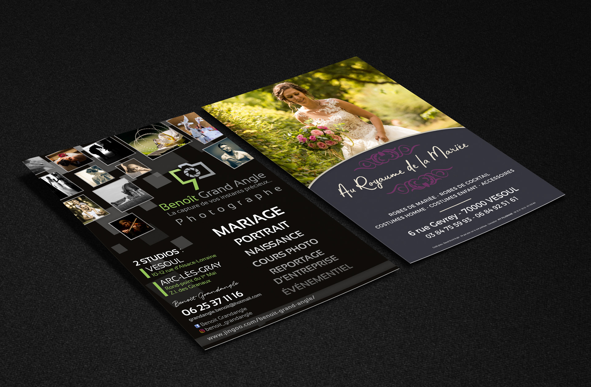 Flyer (tract) Benoît Grand Angle et Royaume de la Mariée.