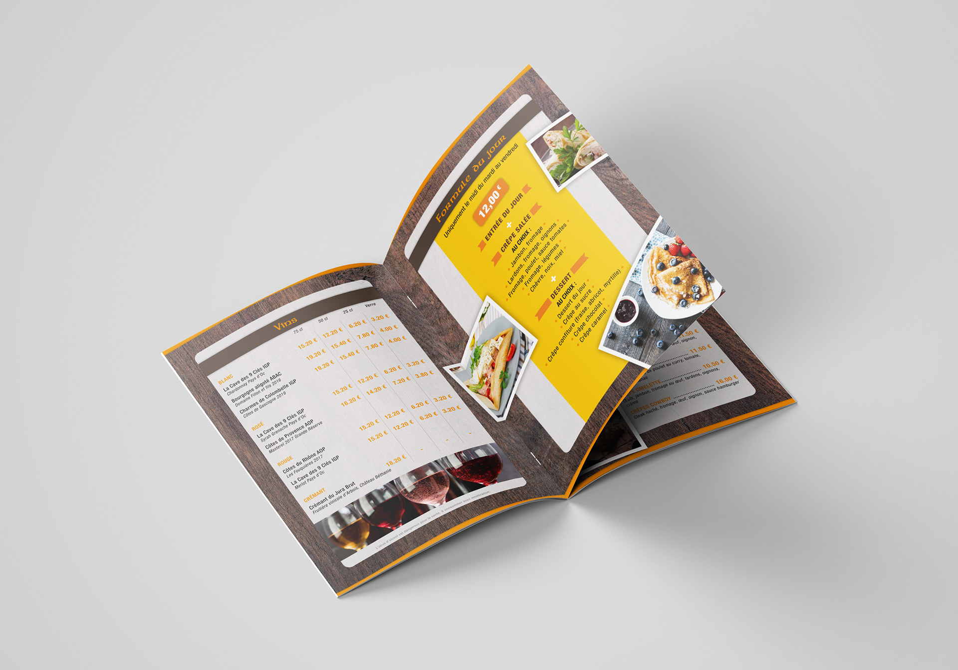 Brochure Menu - La Crêperie de l'Oasis.