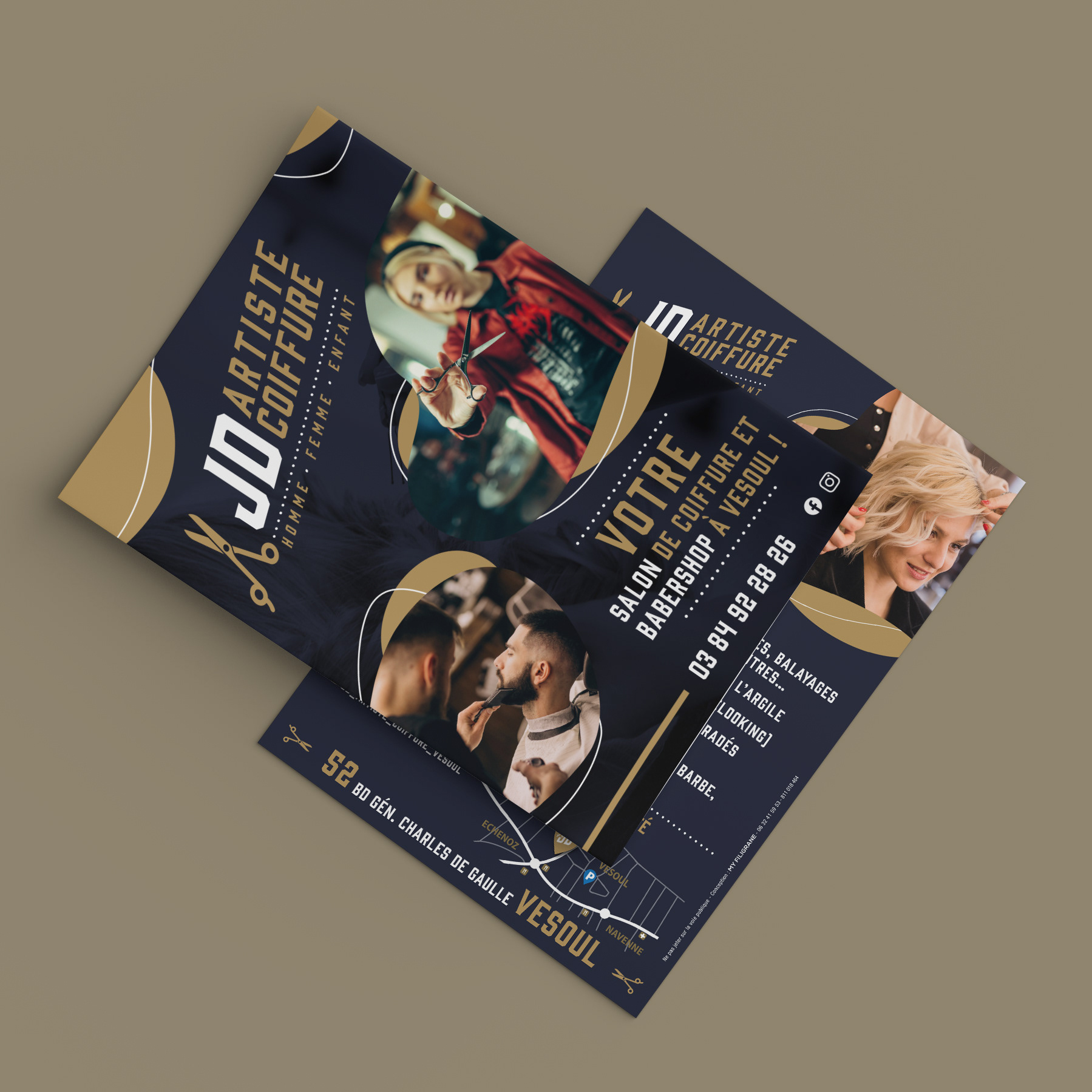 Flyers pour JD artiste coiffure.