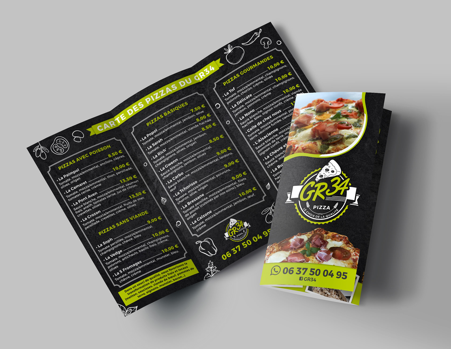 Carte des pizzas GR34.