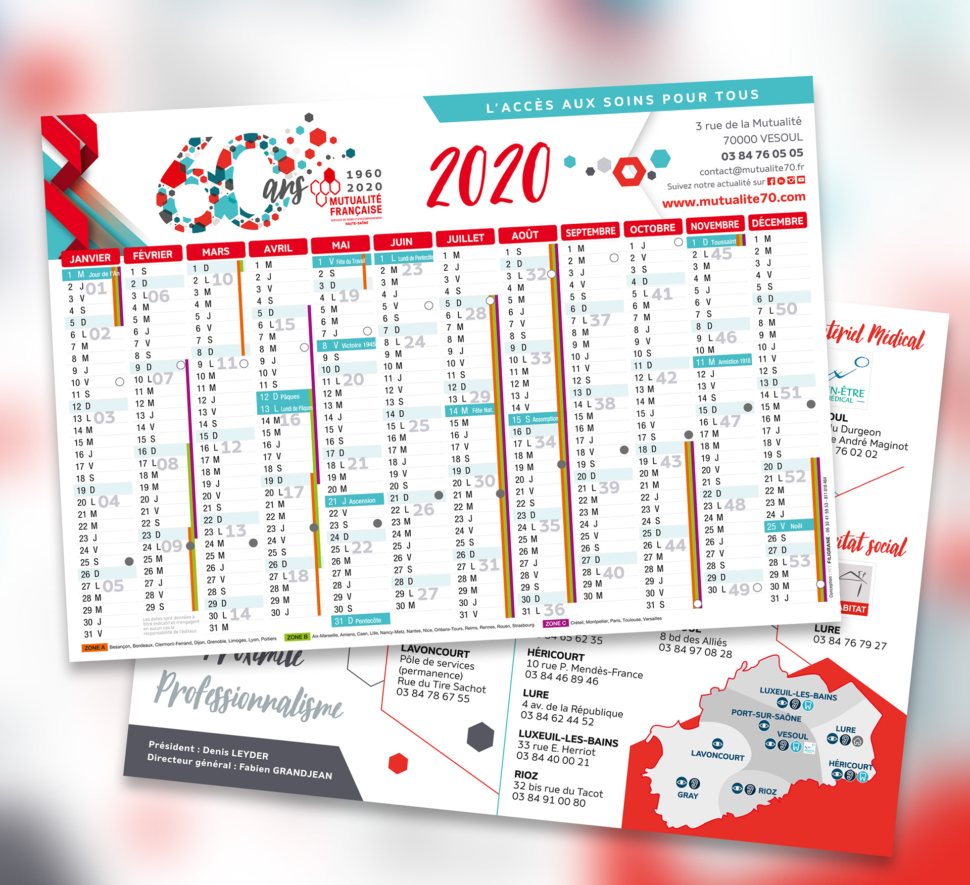 Calendrier souple Mutualité Française de Haute-Saône.