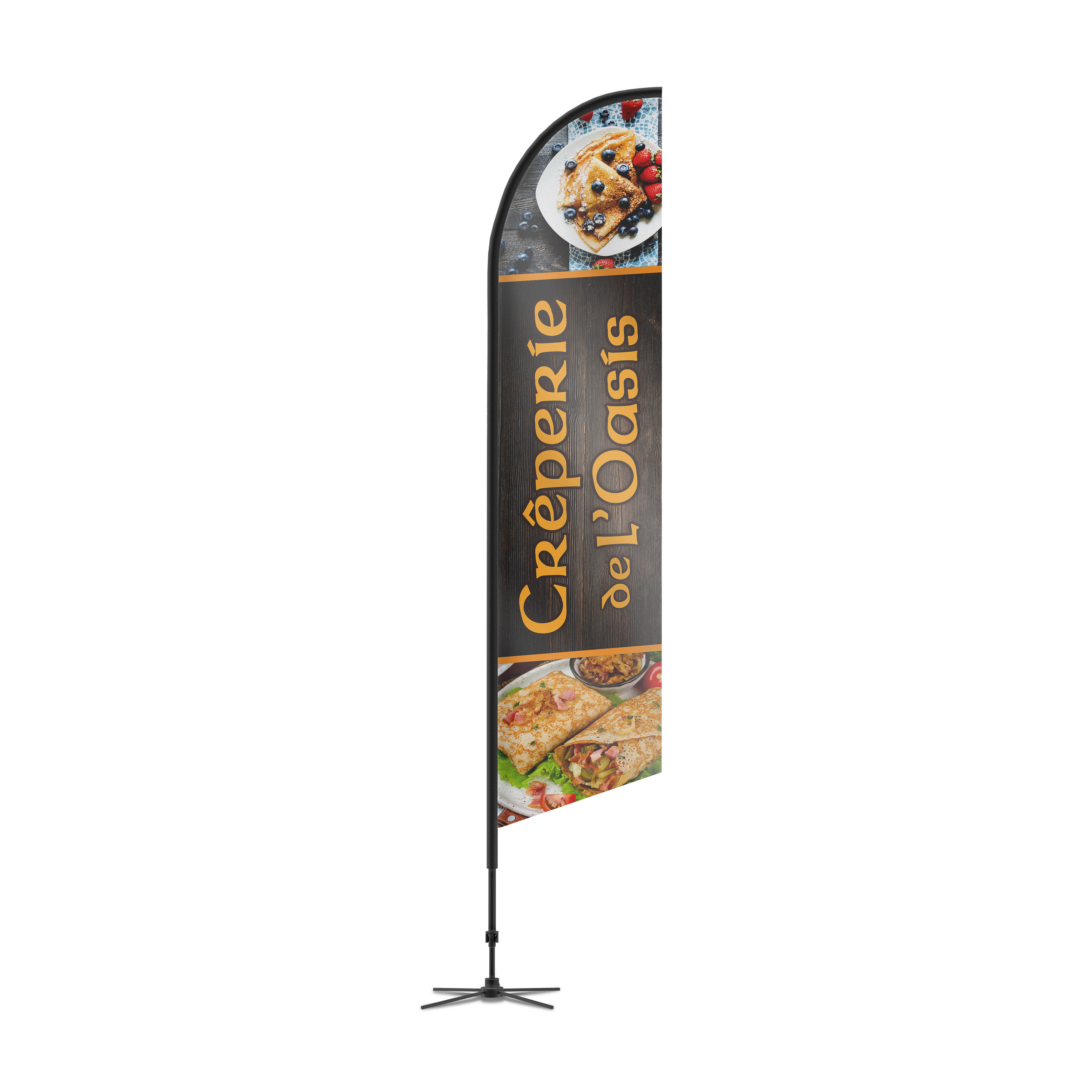 Oriflamme pour la Crêperie de l'Oasis.