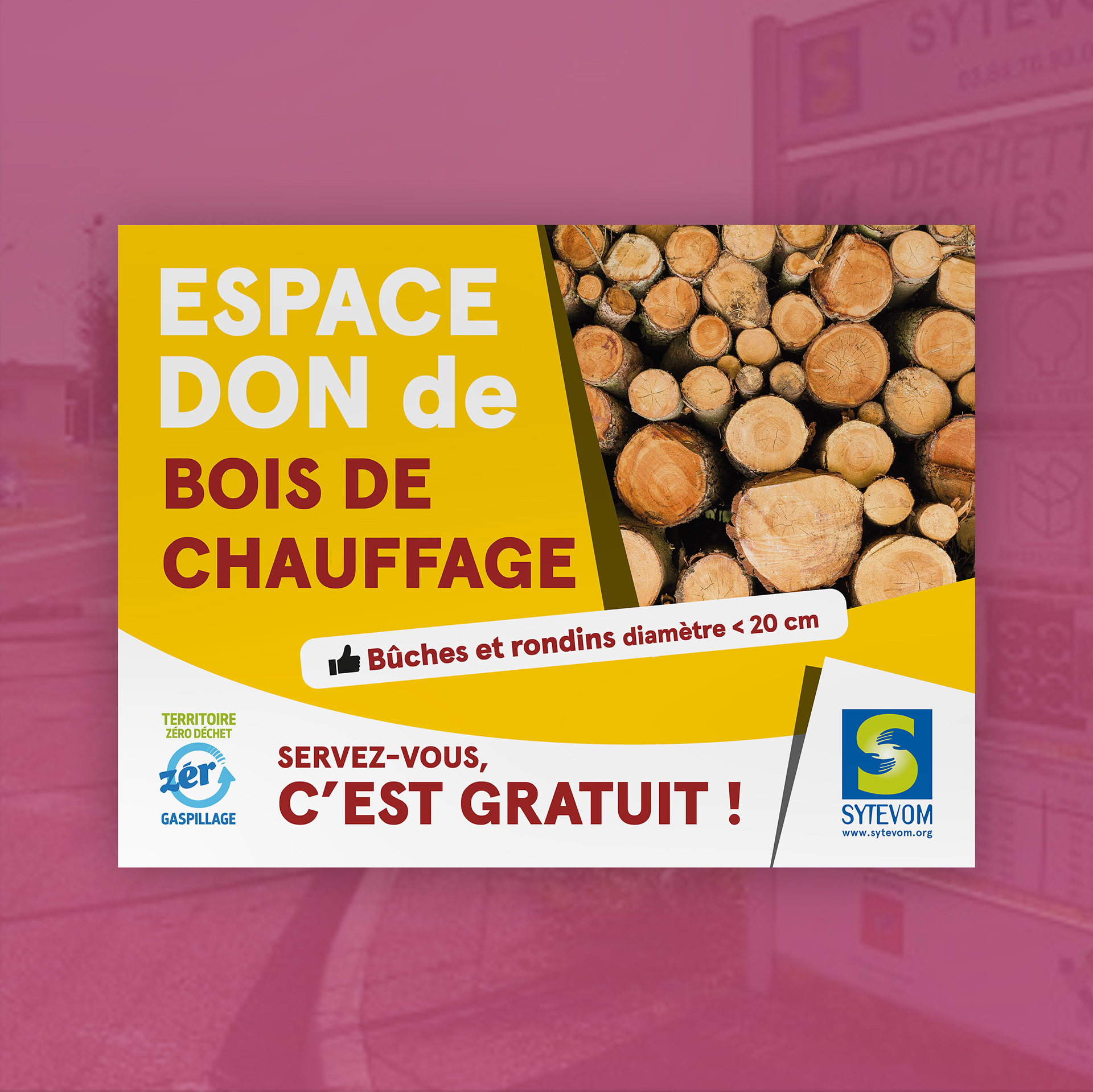 Panneau Espace Don de Bois de Chauffage pour le Sytevom.