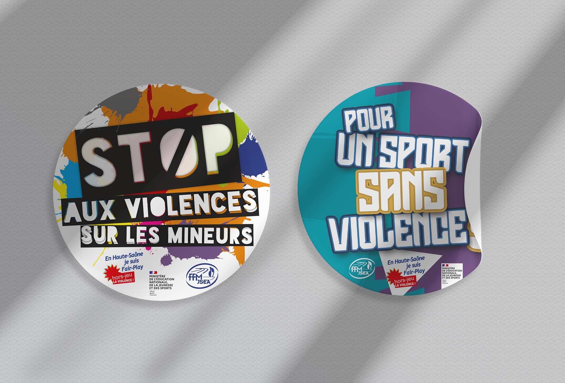 Stickers Stop aux violences pour la FFMJSEA.
