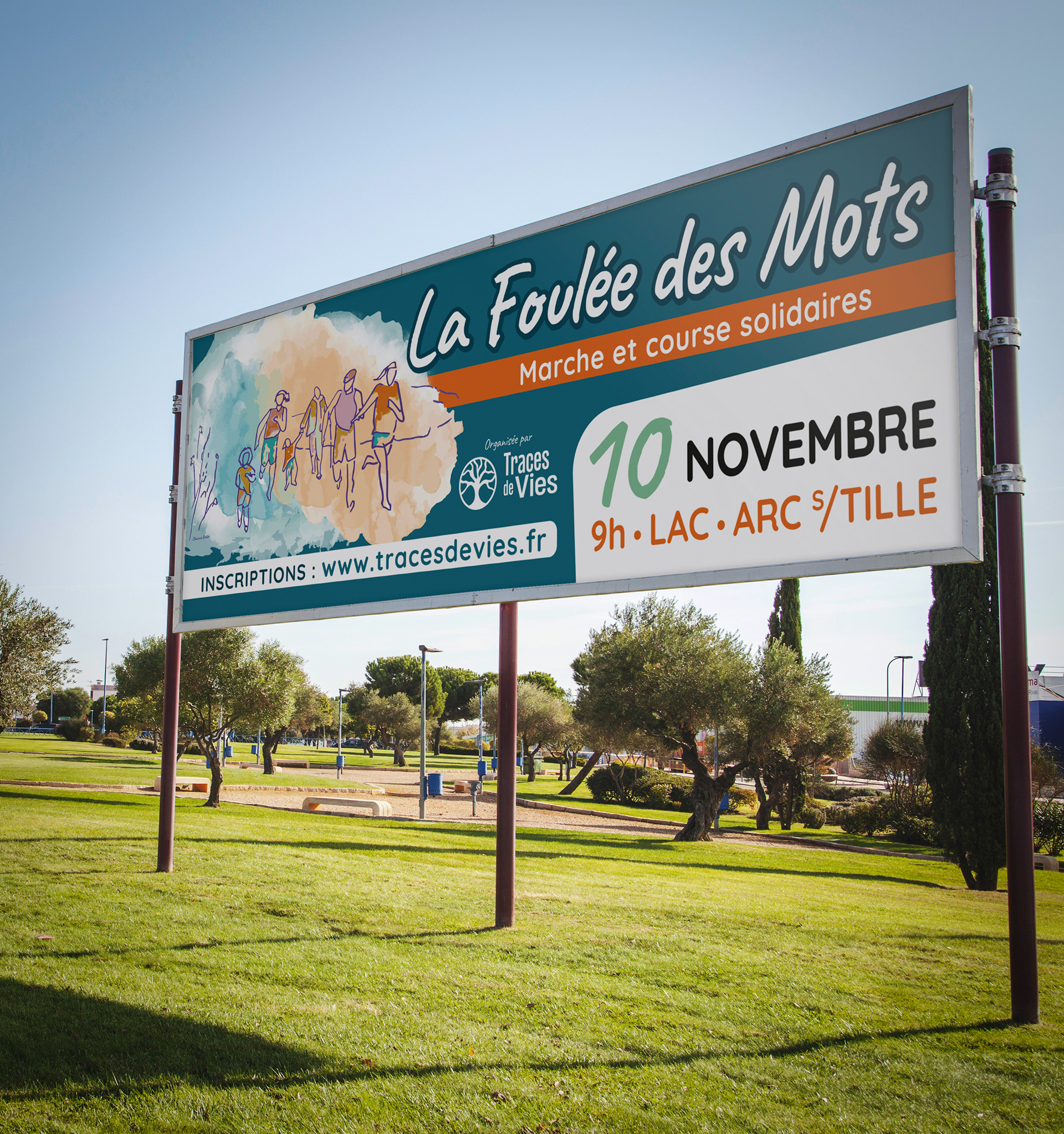 Banderole pour la Foulée des Mots de l'association Traces de vie.