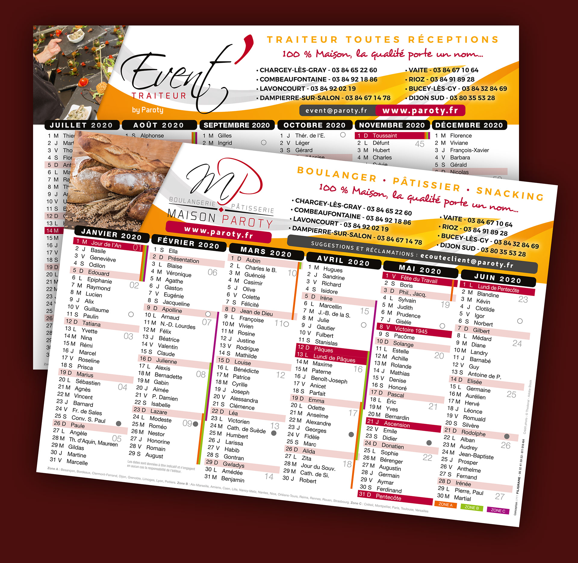 Calendrier souple Maison Paroty.