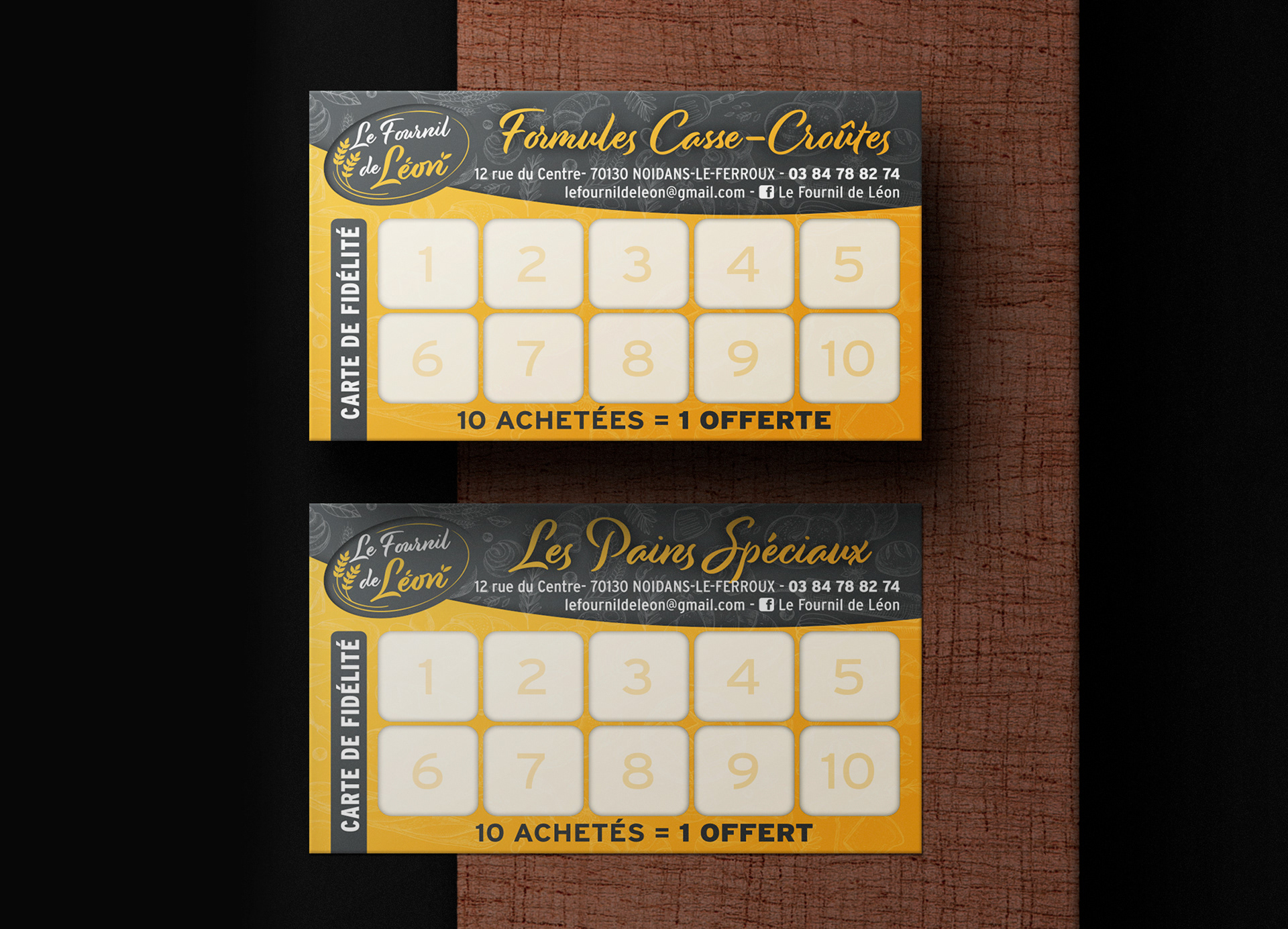 Cartes de fidélité Le Fournil de Léon.