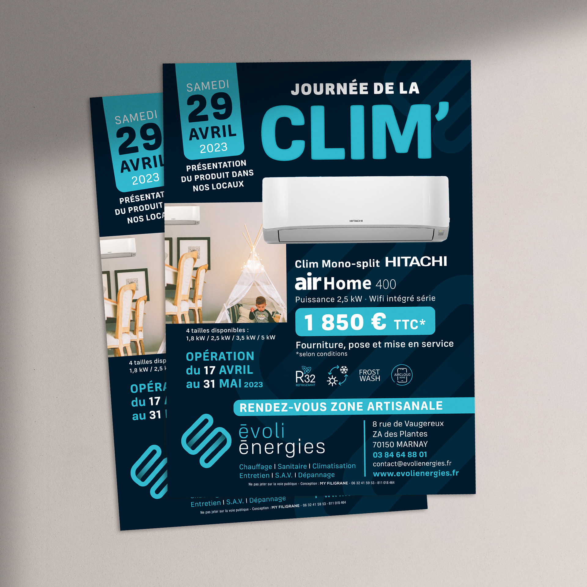 Tract pour la journée de la clim' chez Evoli Energies