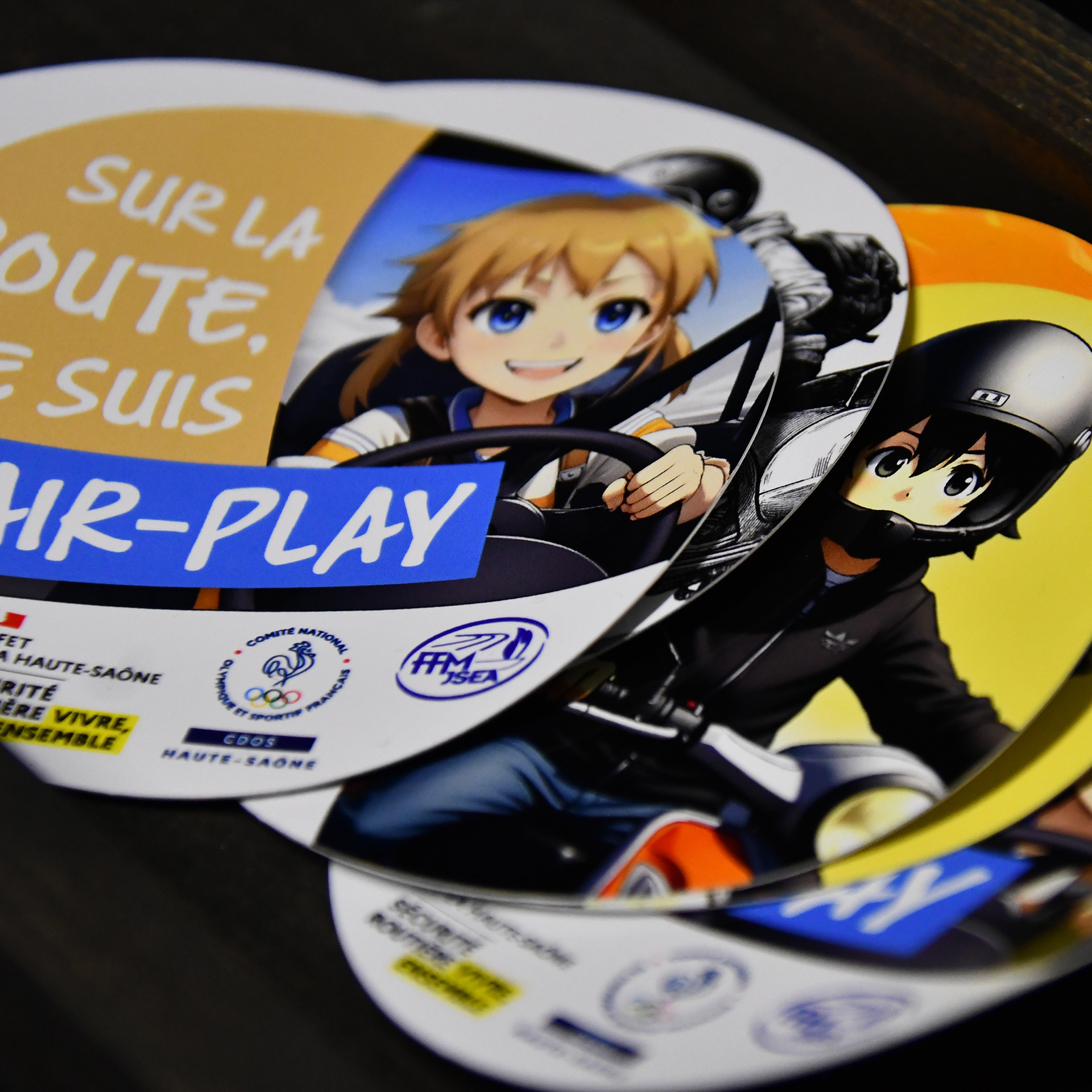 Sitckers "Sur la route, je suis fair-play" pour la DDT70.