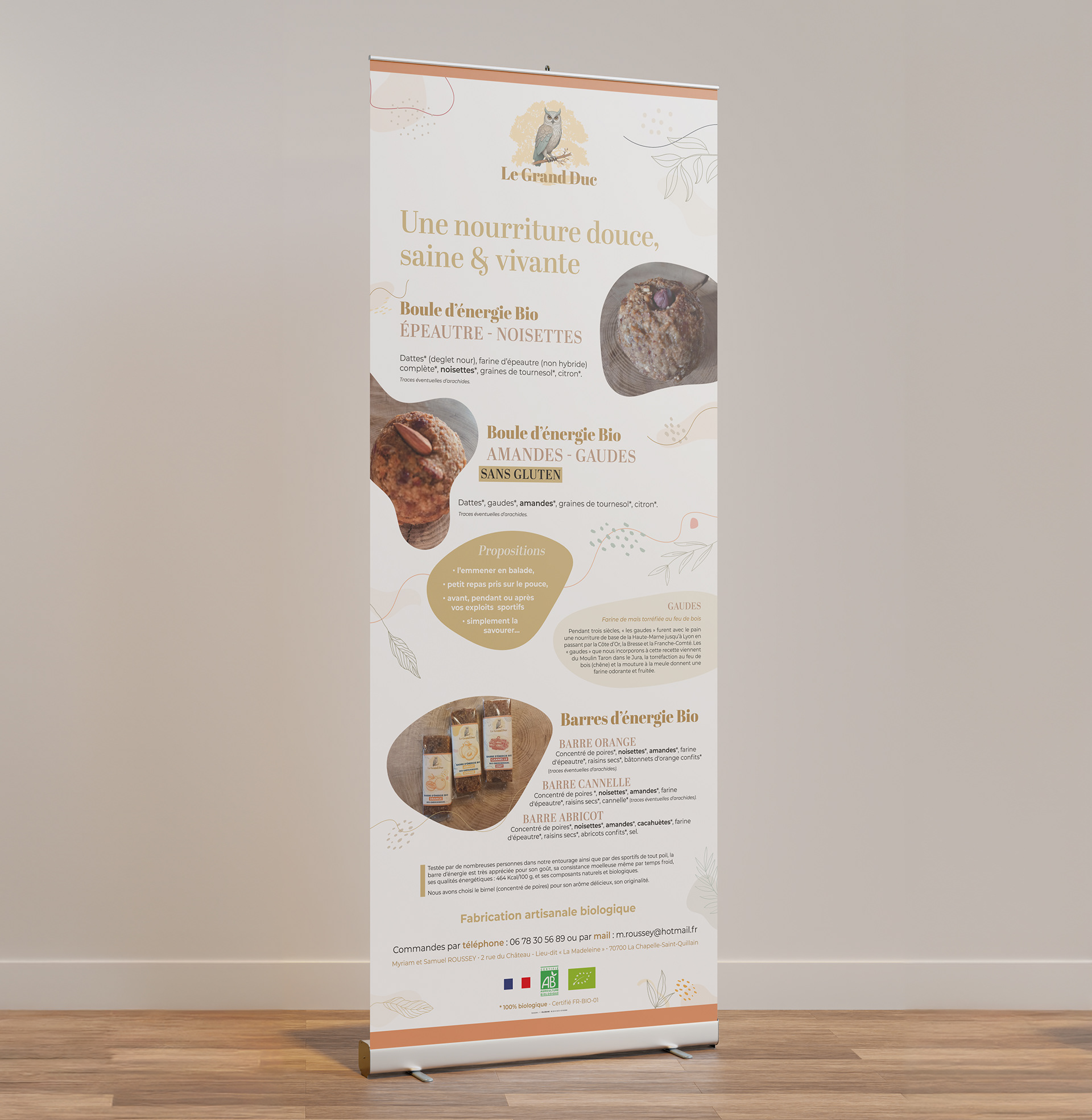 Roll up pour les boules et barres d'énergie du Granc Duc.