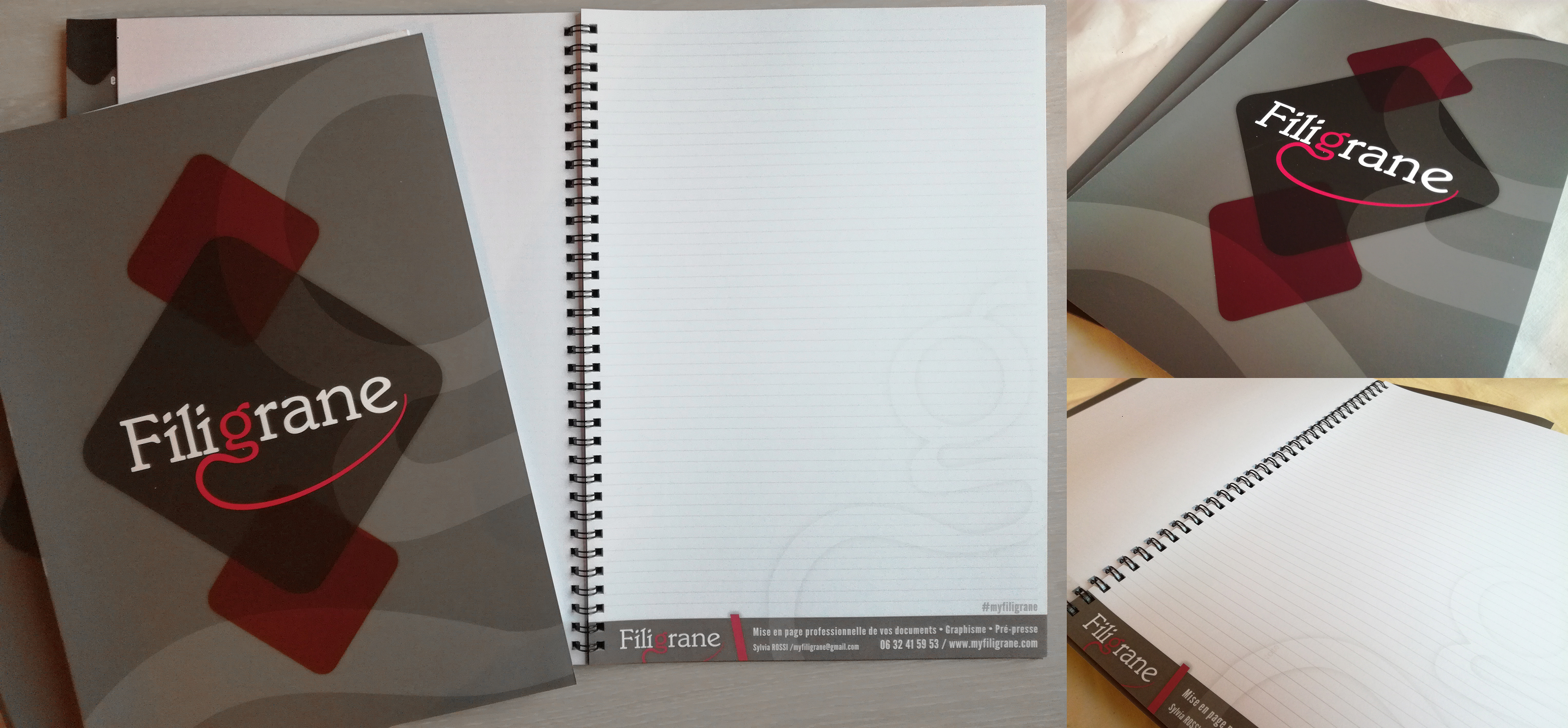 Carnet à spirale avec couverture.