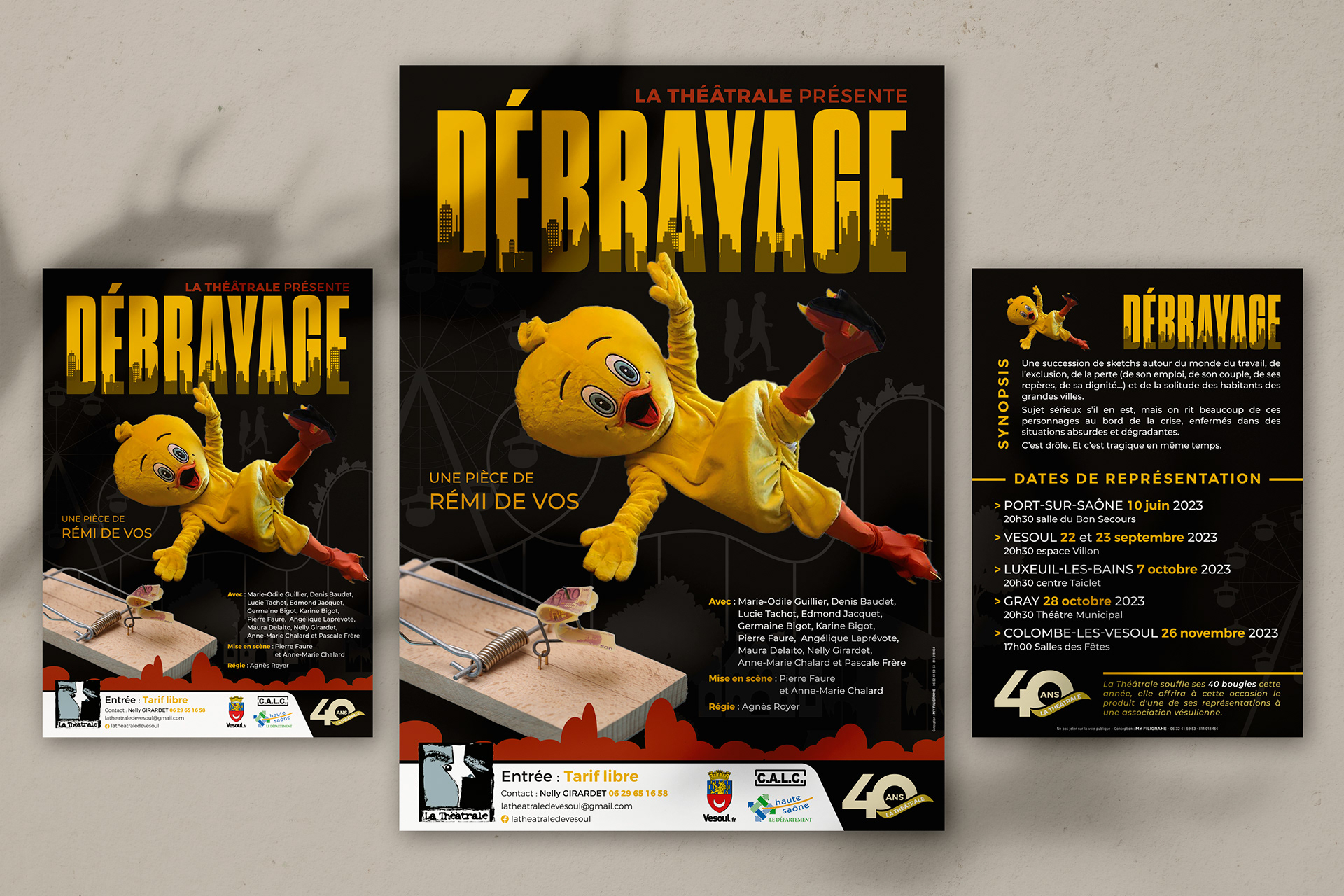 Affiches et flyers pour la Théâtrale de Vesoul.