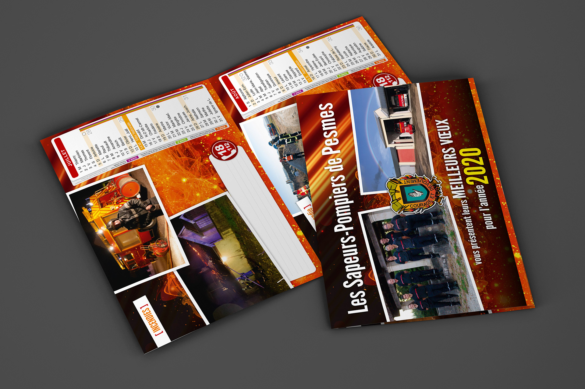 Calendrier broché des Pompiers de Pesmes.