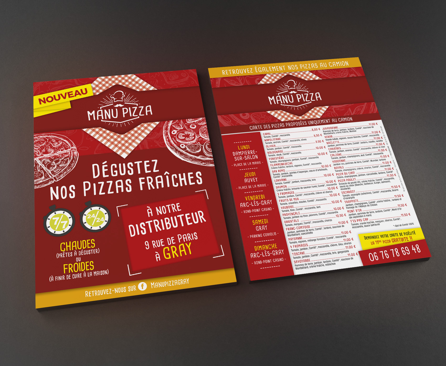 Flyer (tract) Manu Pizza.