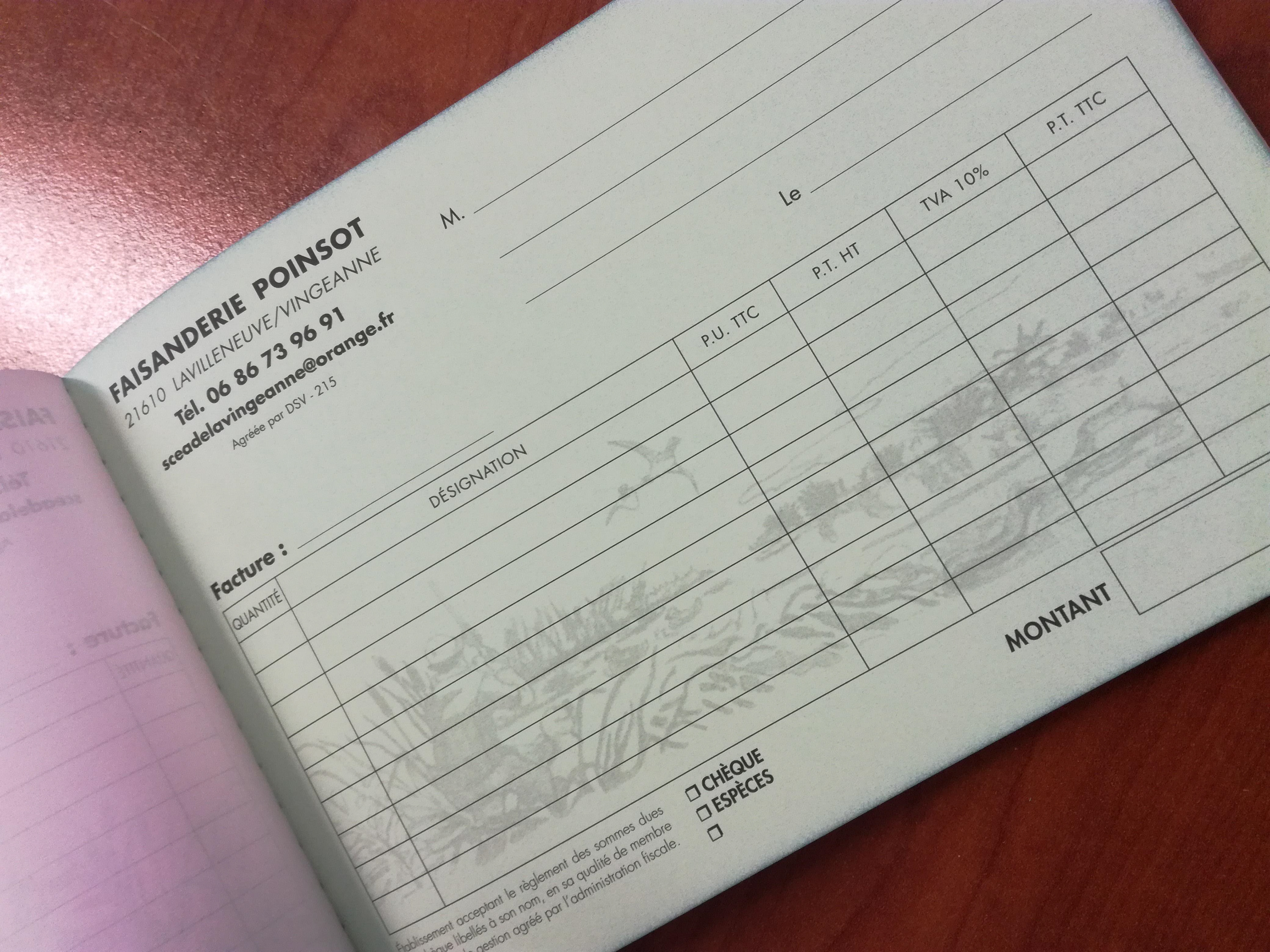 Carnet autocopiant Faisanderie Poinsot